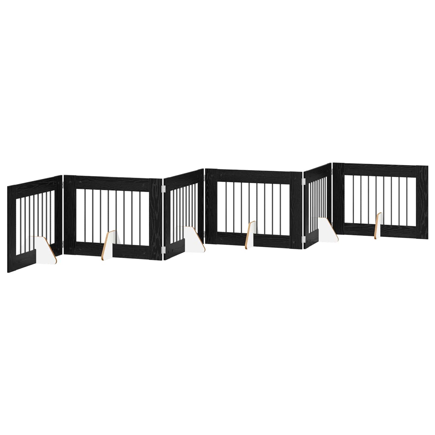 Foldable Dog Gate with Stands 6 pcs Black Oak 482 cm