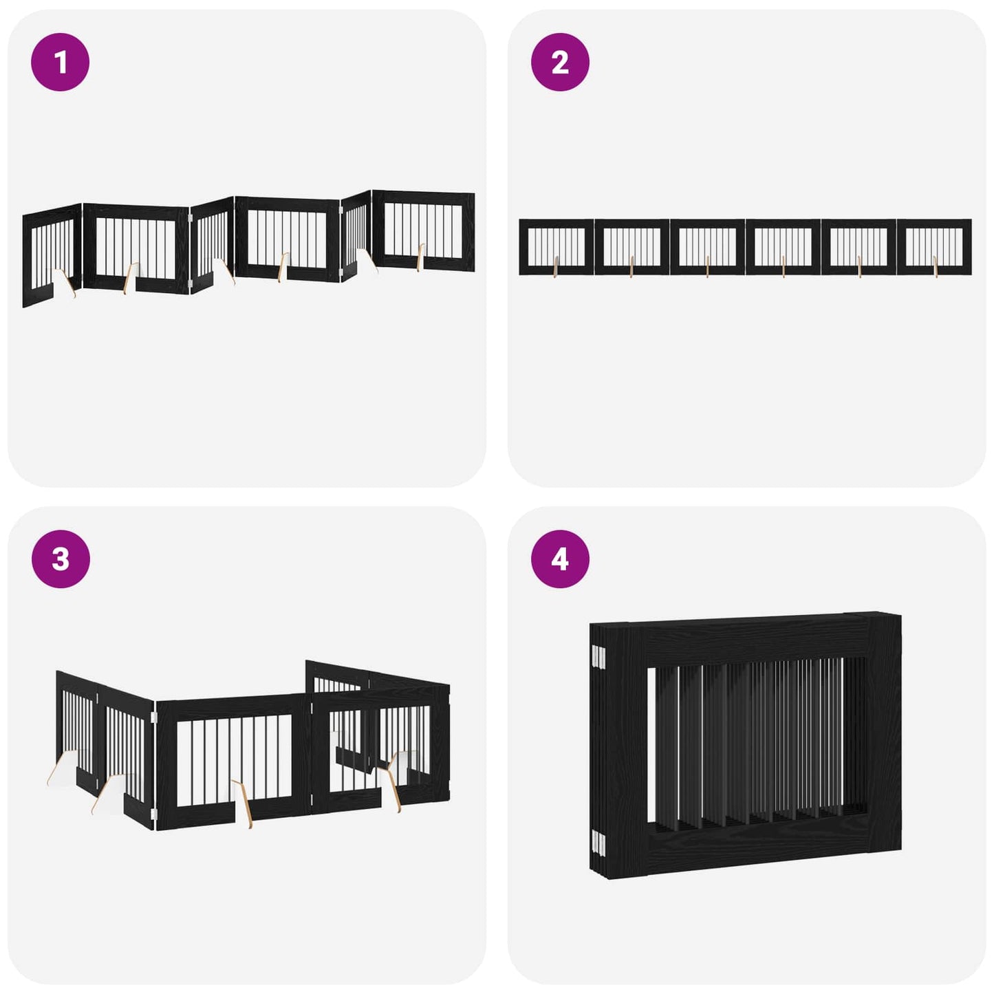 Foldable Dog Gate with Stands 6 pcs Black Oak 482 cm
