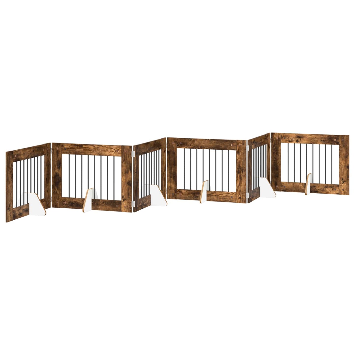 Foldable Dog Gate with Stands 6 pcs Smoked Oak 482 cm