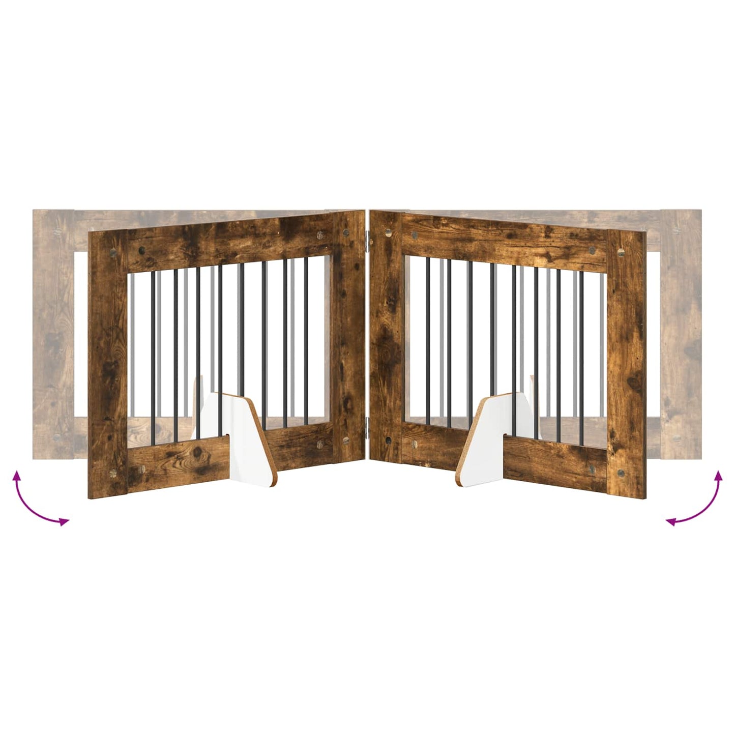 Foldable Dog Gate with Stands 6 pcs Smoked Oak 482 cm