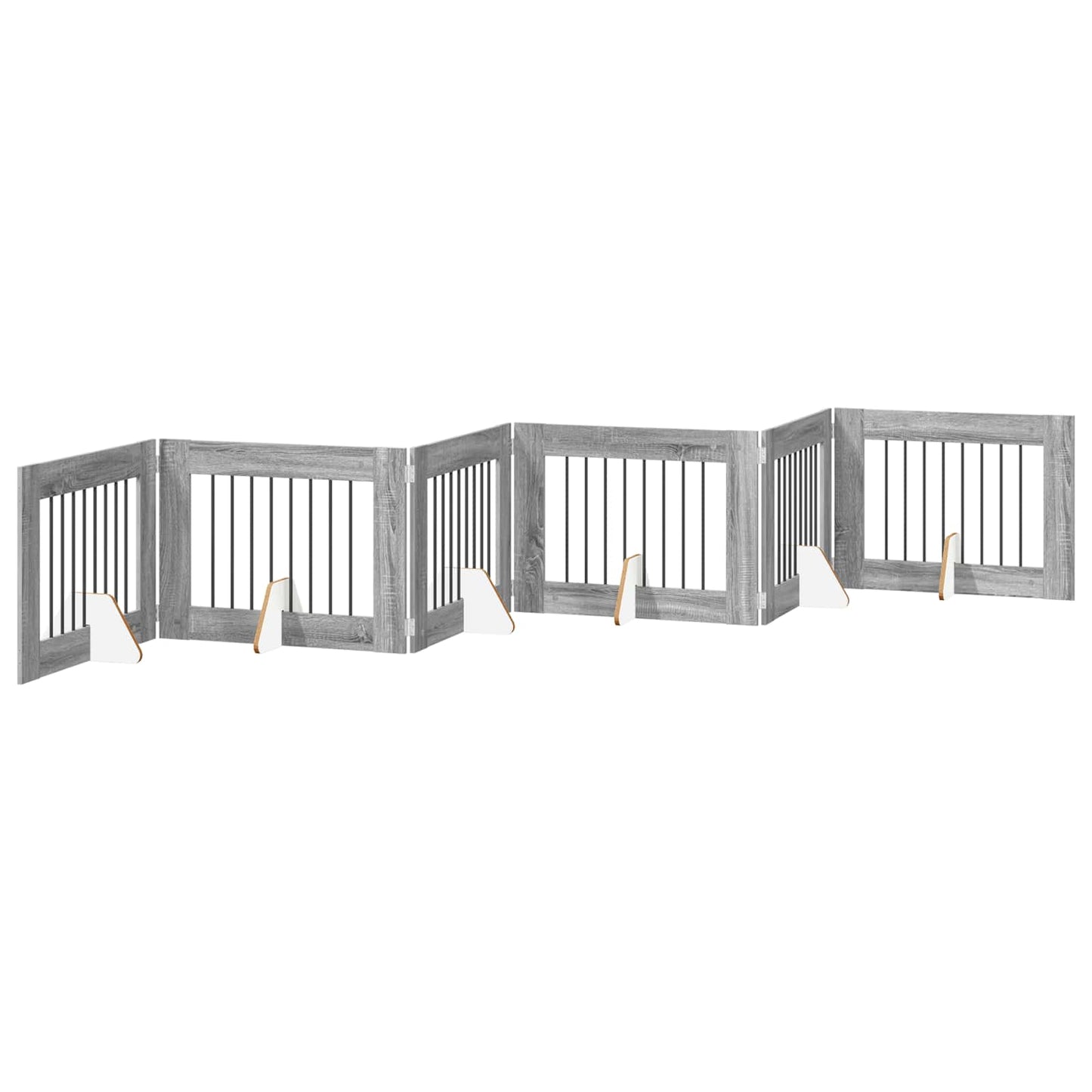 Foldable Dog Gate with Stands 6 pcs Grey Sonoma 482 cm
