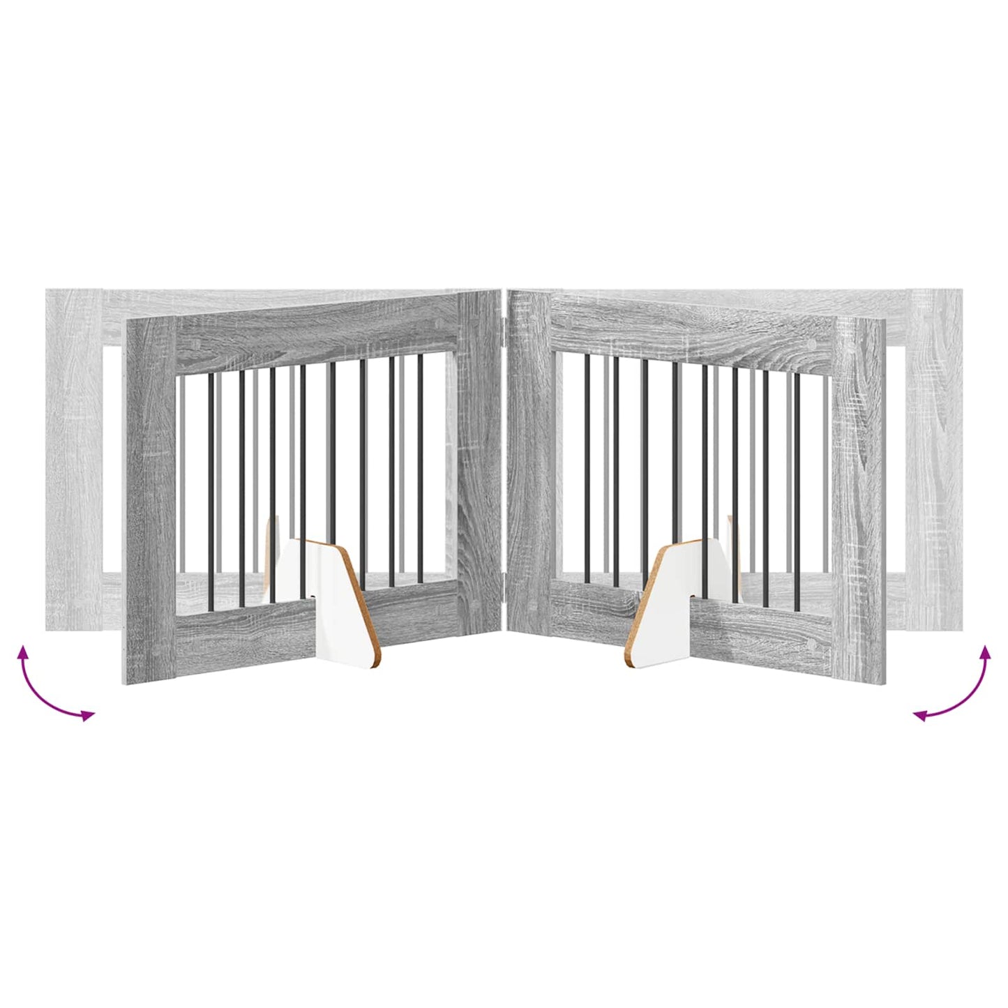Foldable Dog Gate with Stands 6 pcs Grey Sonoma 482 cm