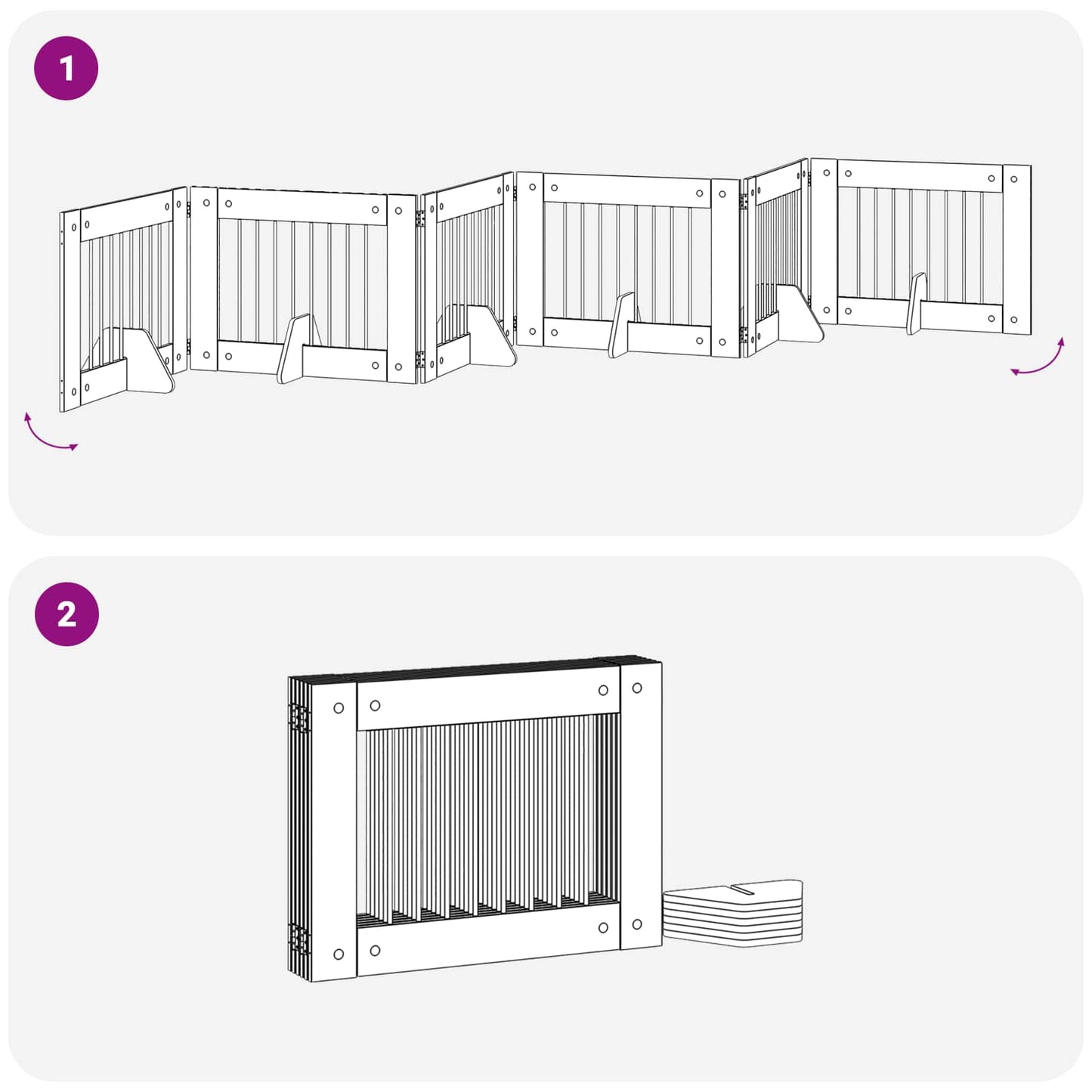Dog Gate with Stands 6 pcs Grey Sonoma 80 x 60 cm