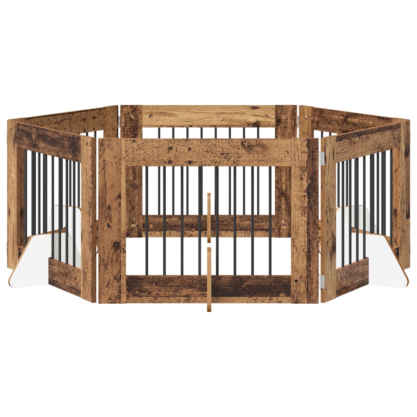 Dog Gate with Stands 6 pcs Old Wood 80 x 60 cm Engineered Wood