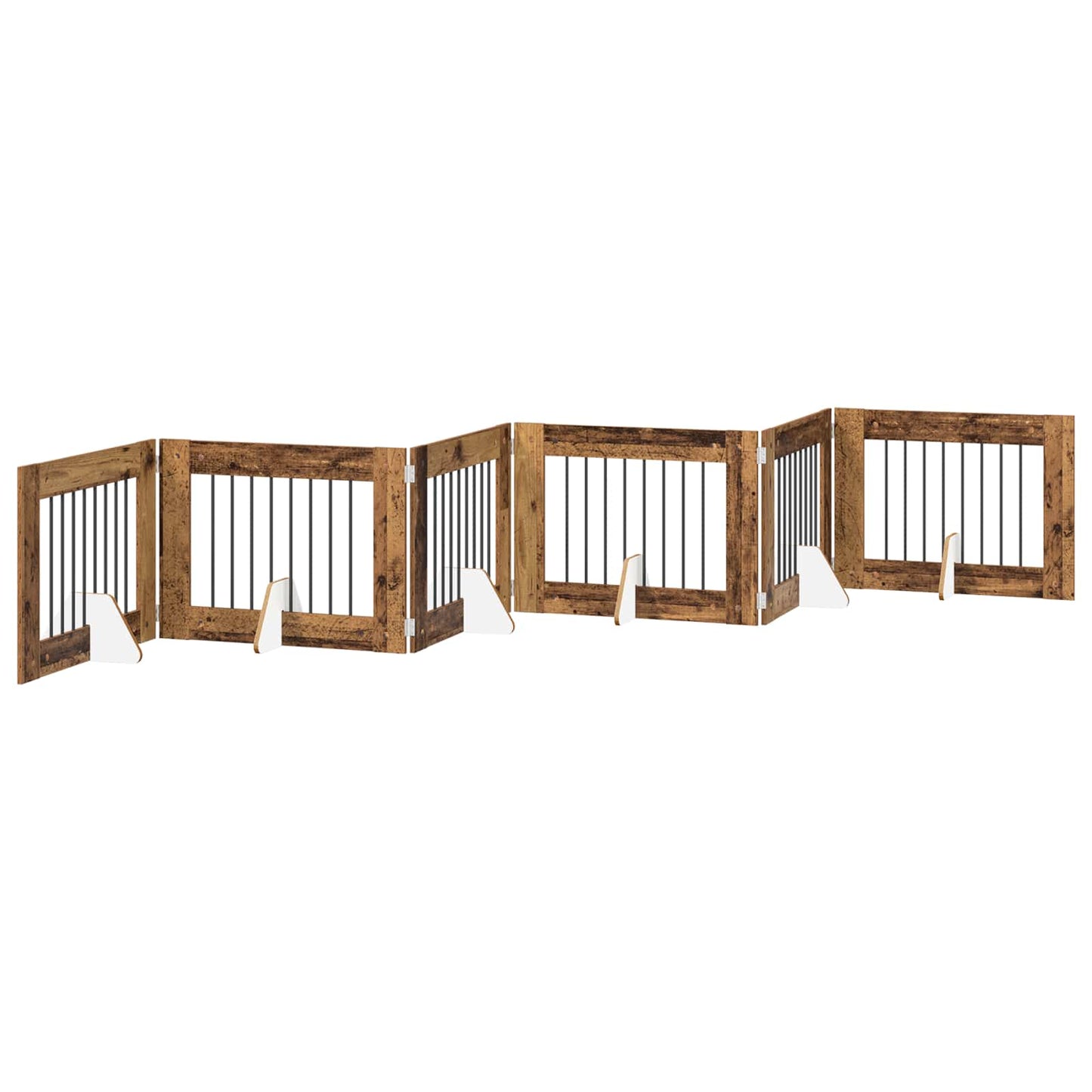 Dog Gate with Stands 6 pcs Old Wood 80 x 60 cm Engineered Wood