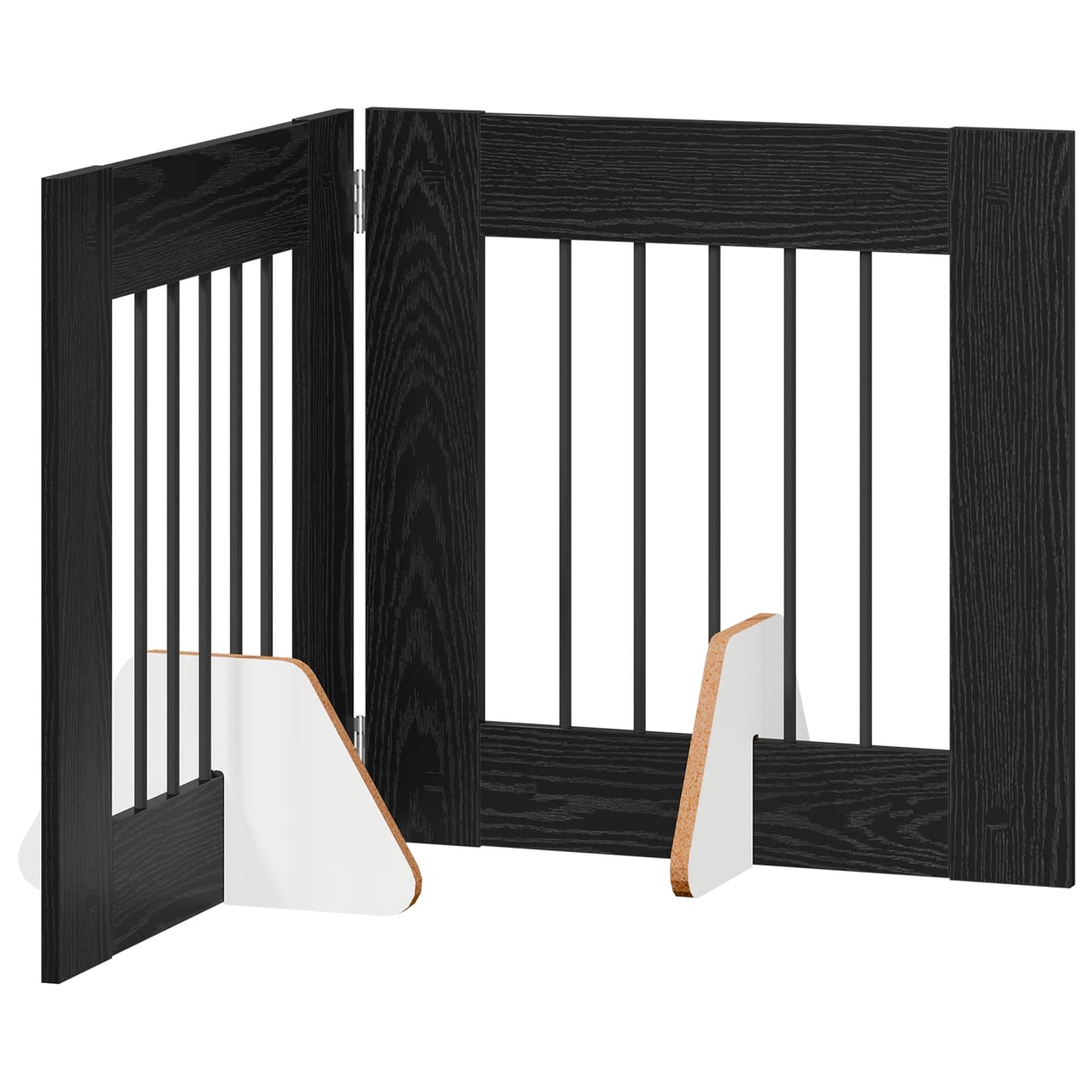 Foldable Dog Gate with Stands 2 pcs Black Oak 120.5 cm