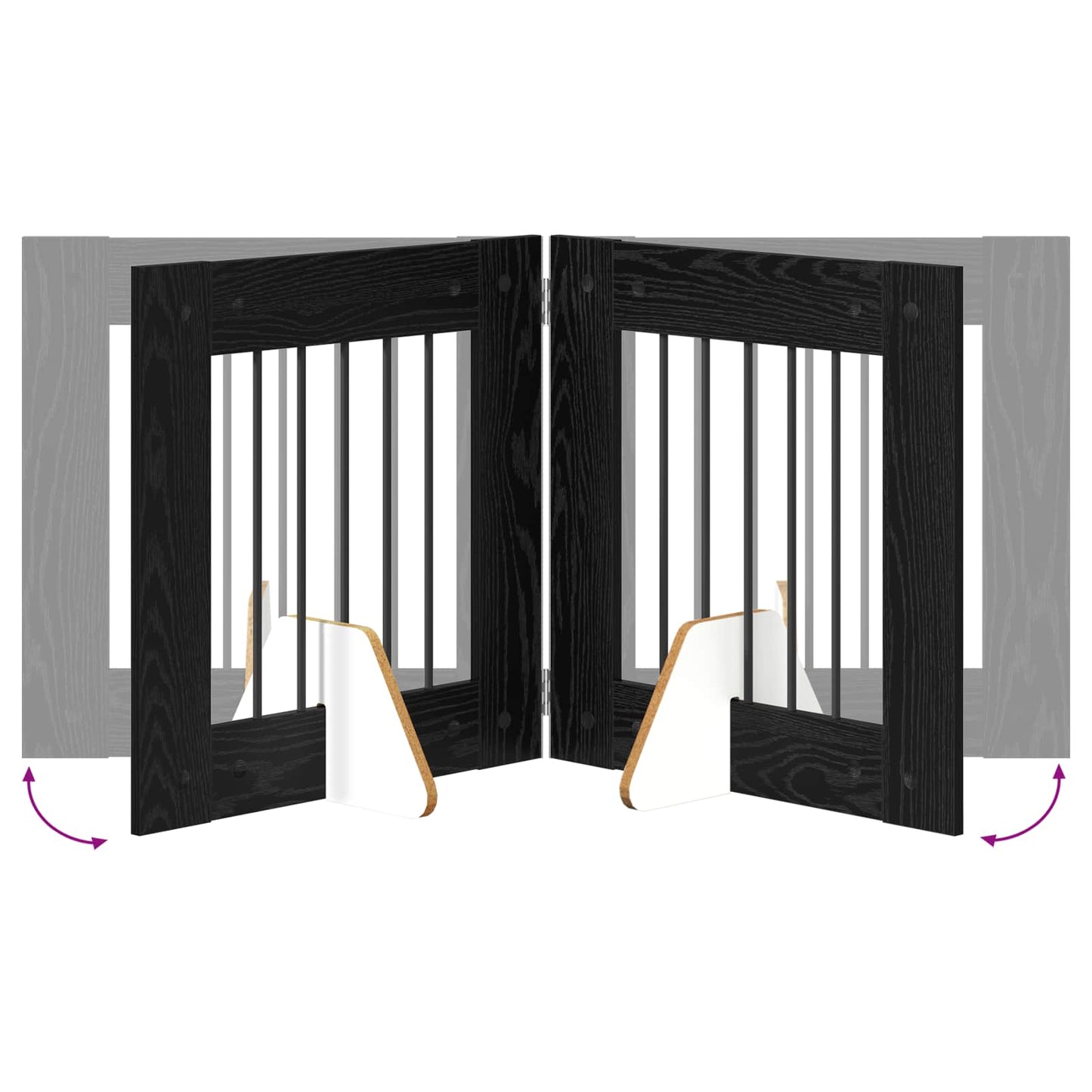 Foldable Dog Gate with Stands 2 pcs Black Oak 120.5 cm