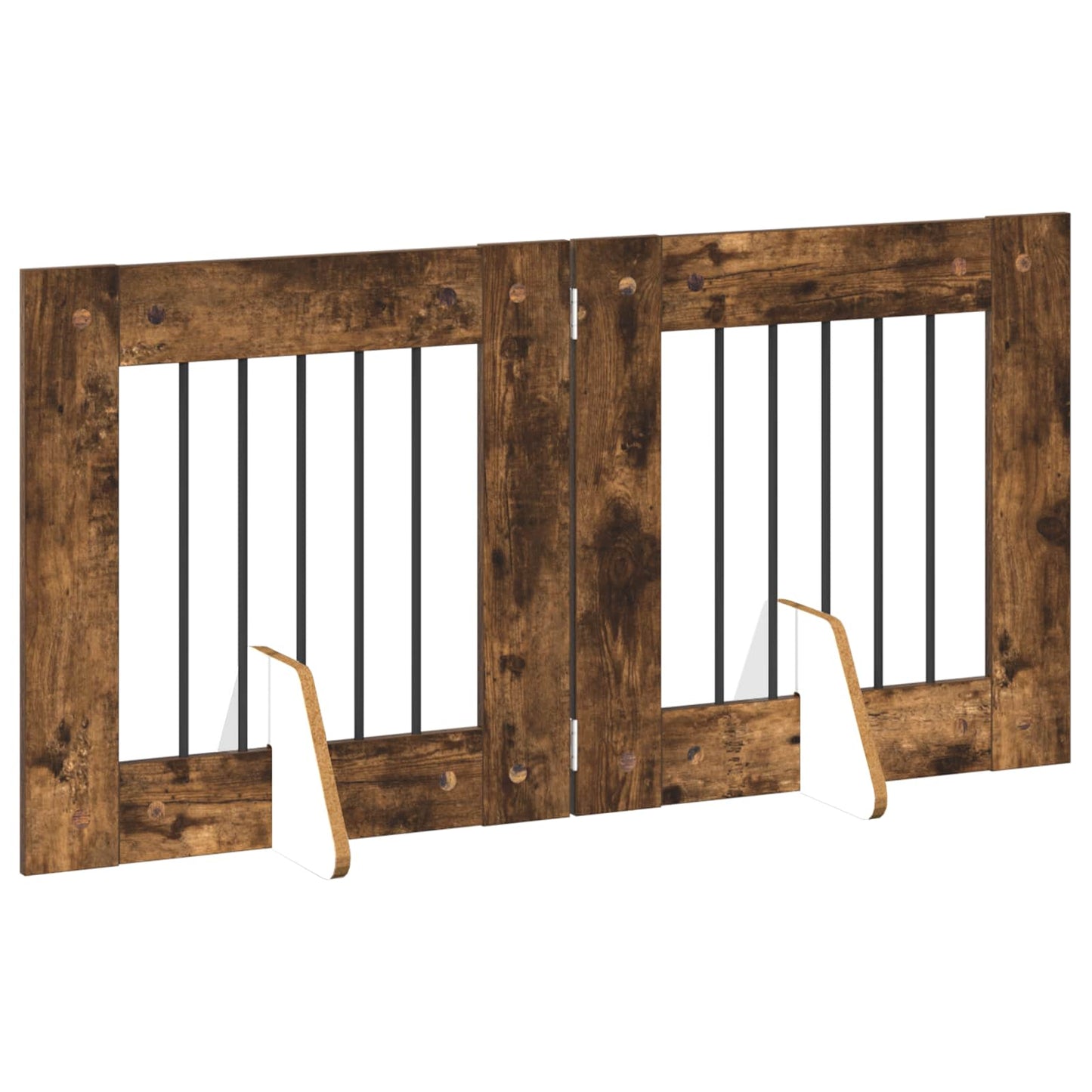 Foldable Dog Gate with Stands 2 pcs Smoked Oak 120.5 cm