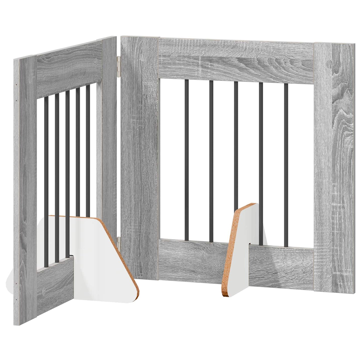 Foldable Dog Gate with Stands 2 pcs Grey Sonoma 120.5 cm