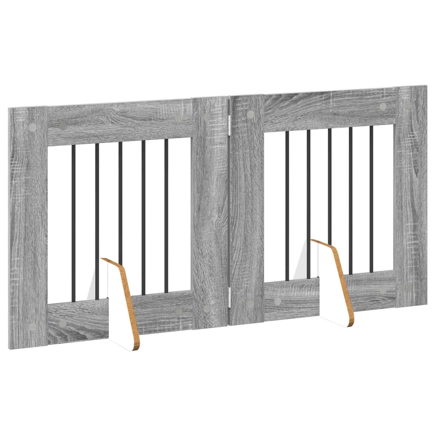 Foldable Dog Gate with Stands 2 pcs Grey Sonoma 120.5 cm
