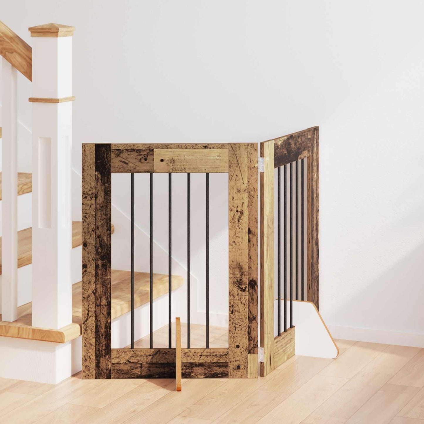 Dog Gate with Stands 2 pcs Old Wood 60 x 60 cm Engineered Wood