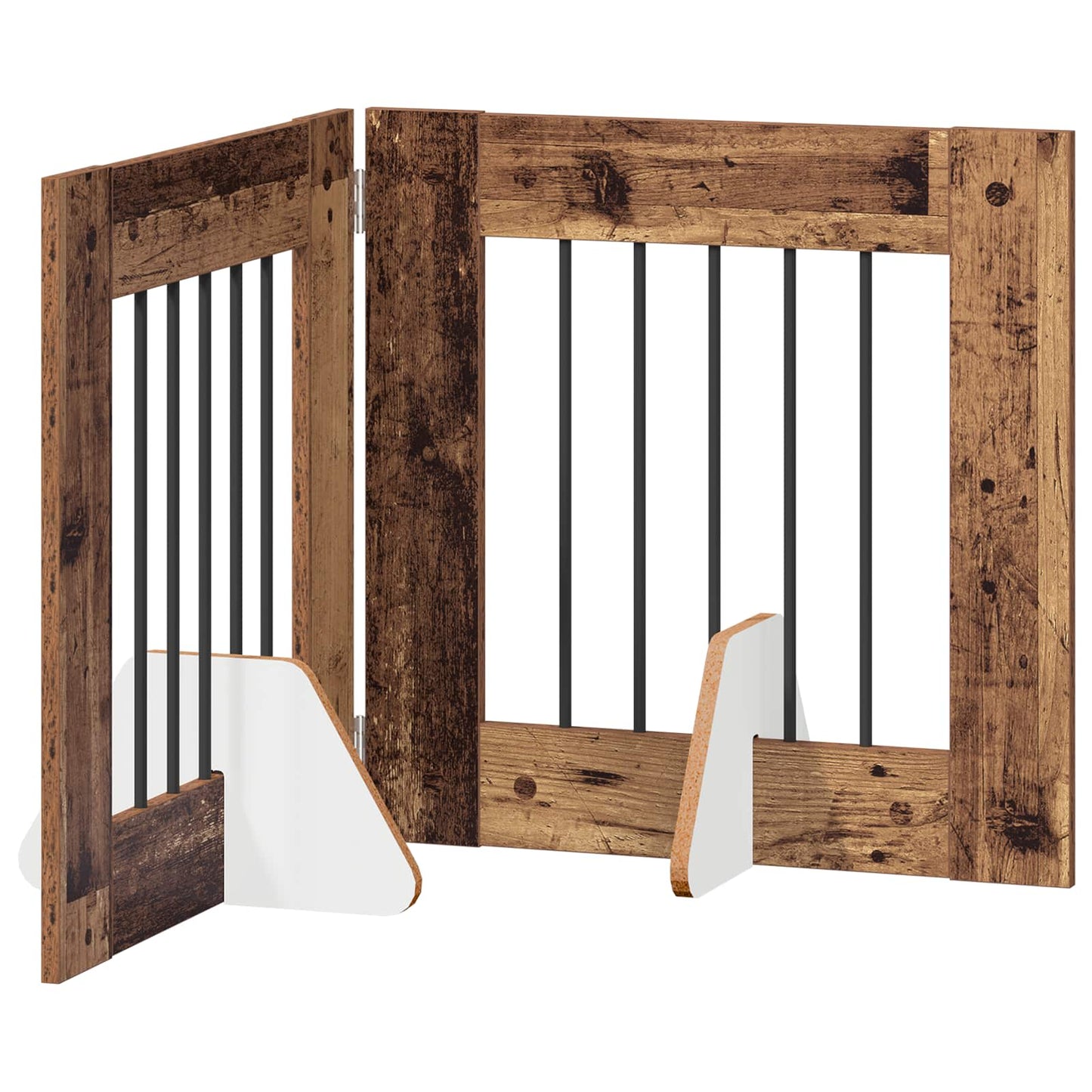 Foldable Dog Gate with Stands 2 pcs Old Wood 120.5 cm