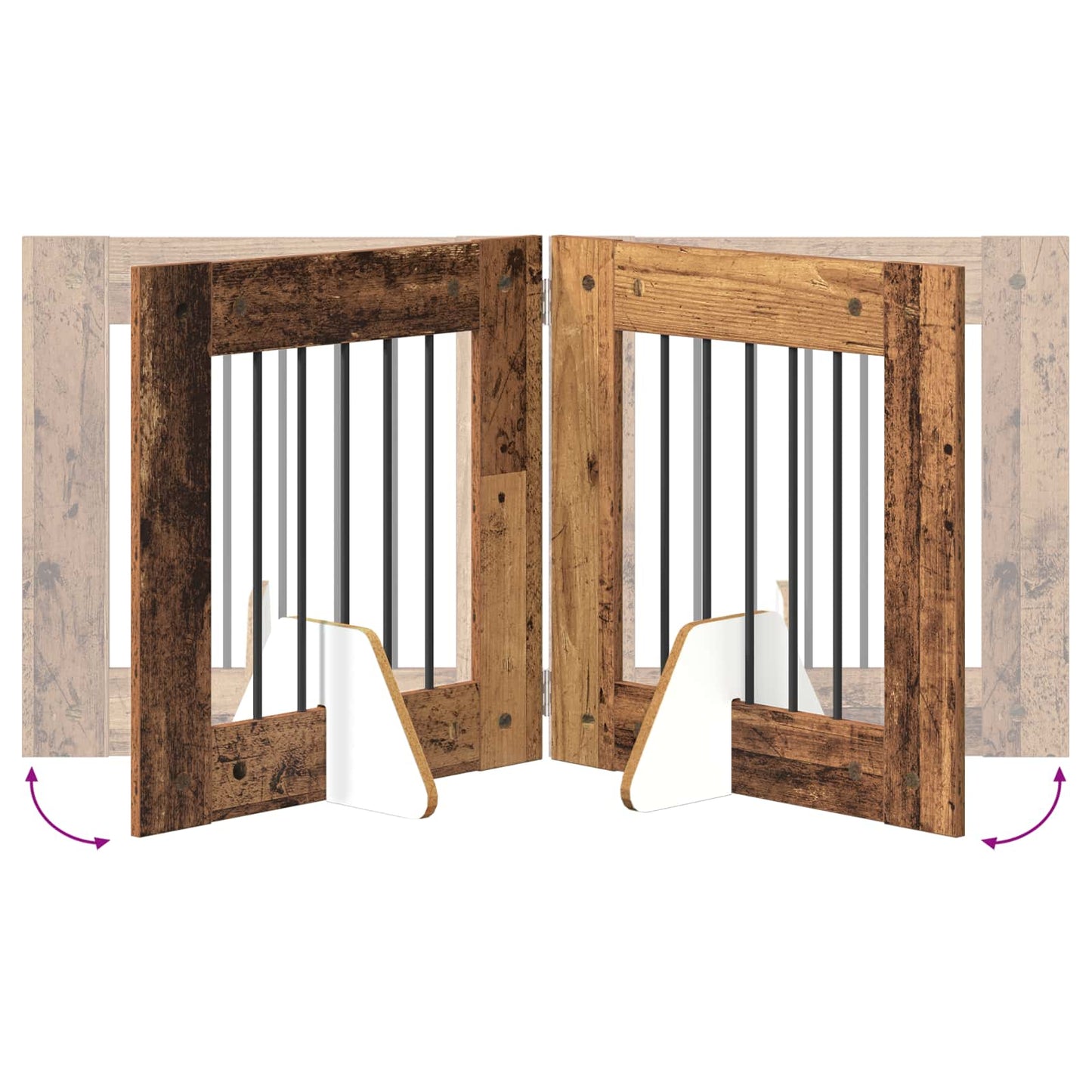 Dog Gate with Stands 2 pcs Old Wood 60 x 60 cm Engineered Wood