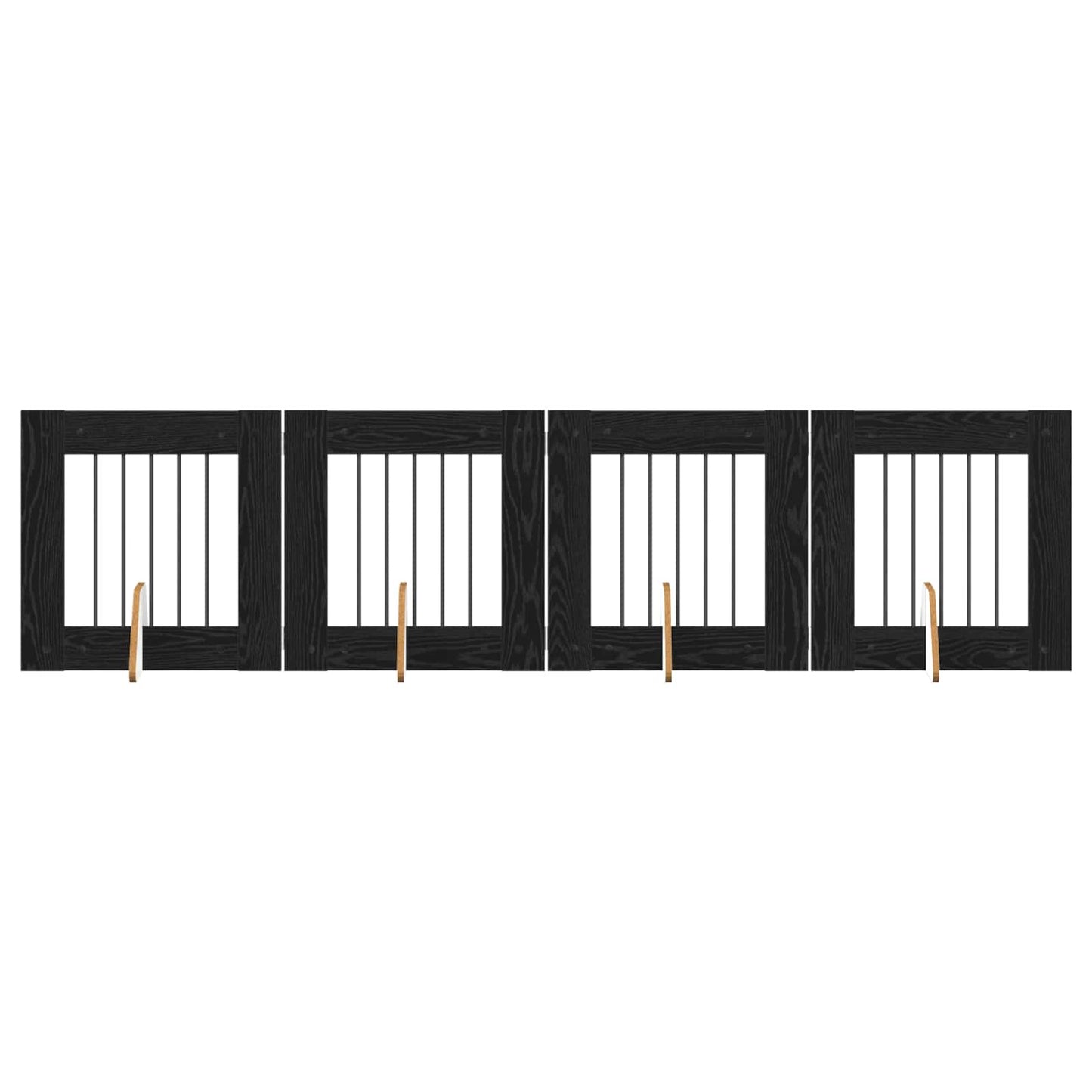 Foldable Dog Gate with Stands 4 pcs Black Oak 241 cm
