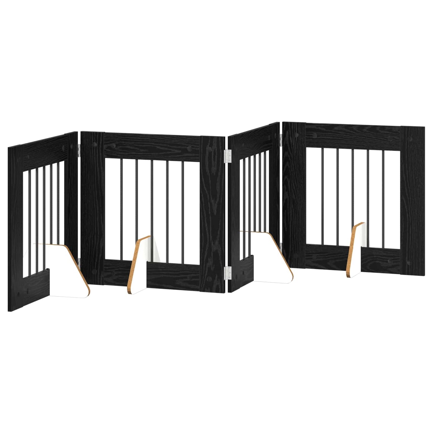 Dog Gate with Stands 4 pcs Black Oak 60 x 60 cm Engineered Wood
