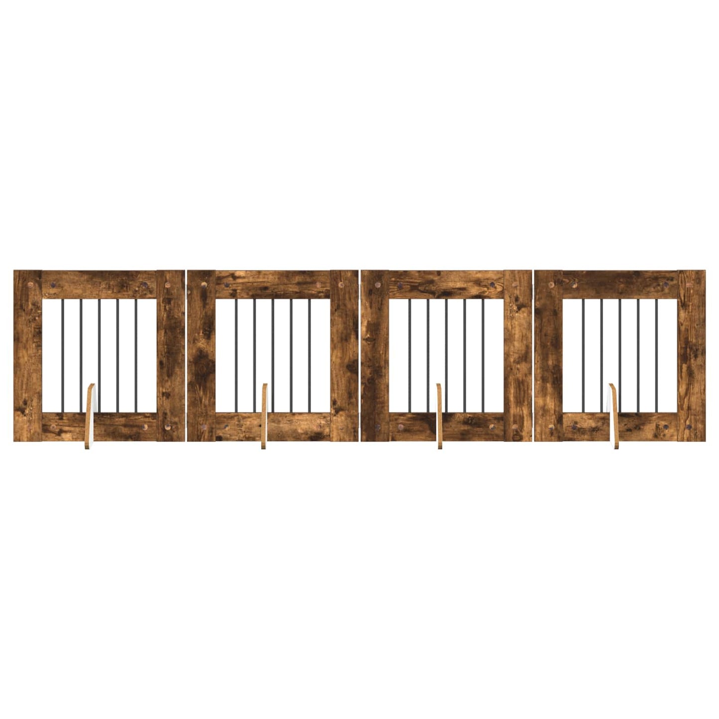 Dog Gate with Stands 4 pcs Smoked Oak 60 x 60 cm