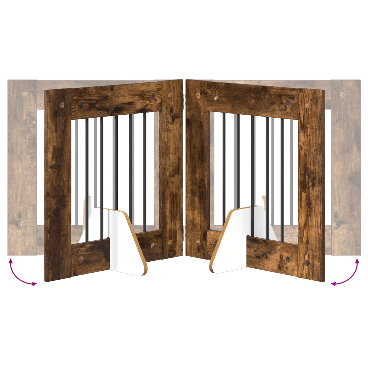 Foldable Dog Gate with Stands 4 pcs Smoked Oak 241 cm