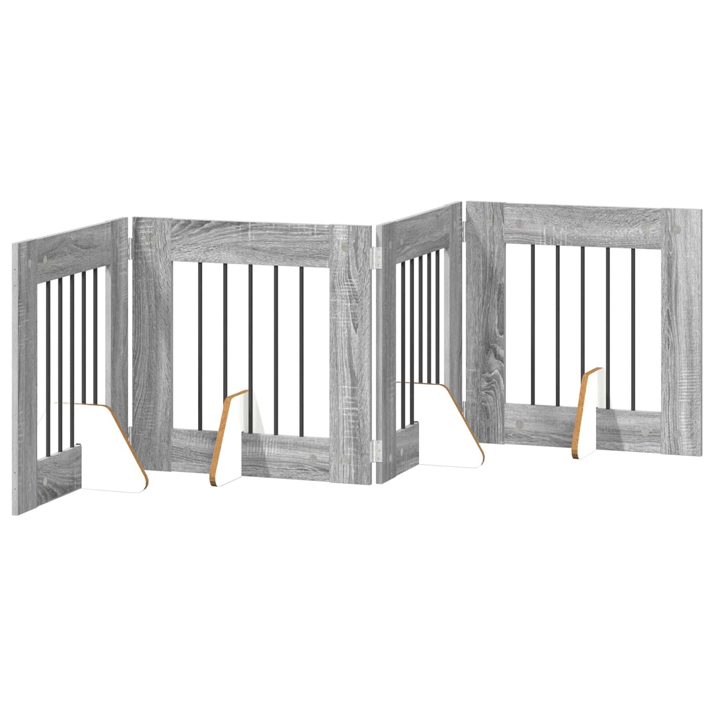 Dog Gate with Stands 4 pcs Grey Sonoma 60 x 60 cm