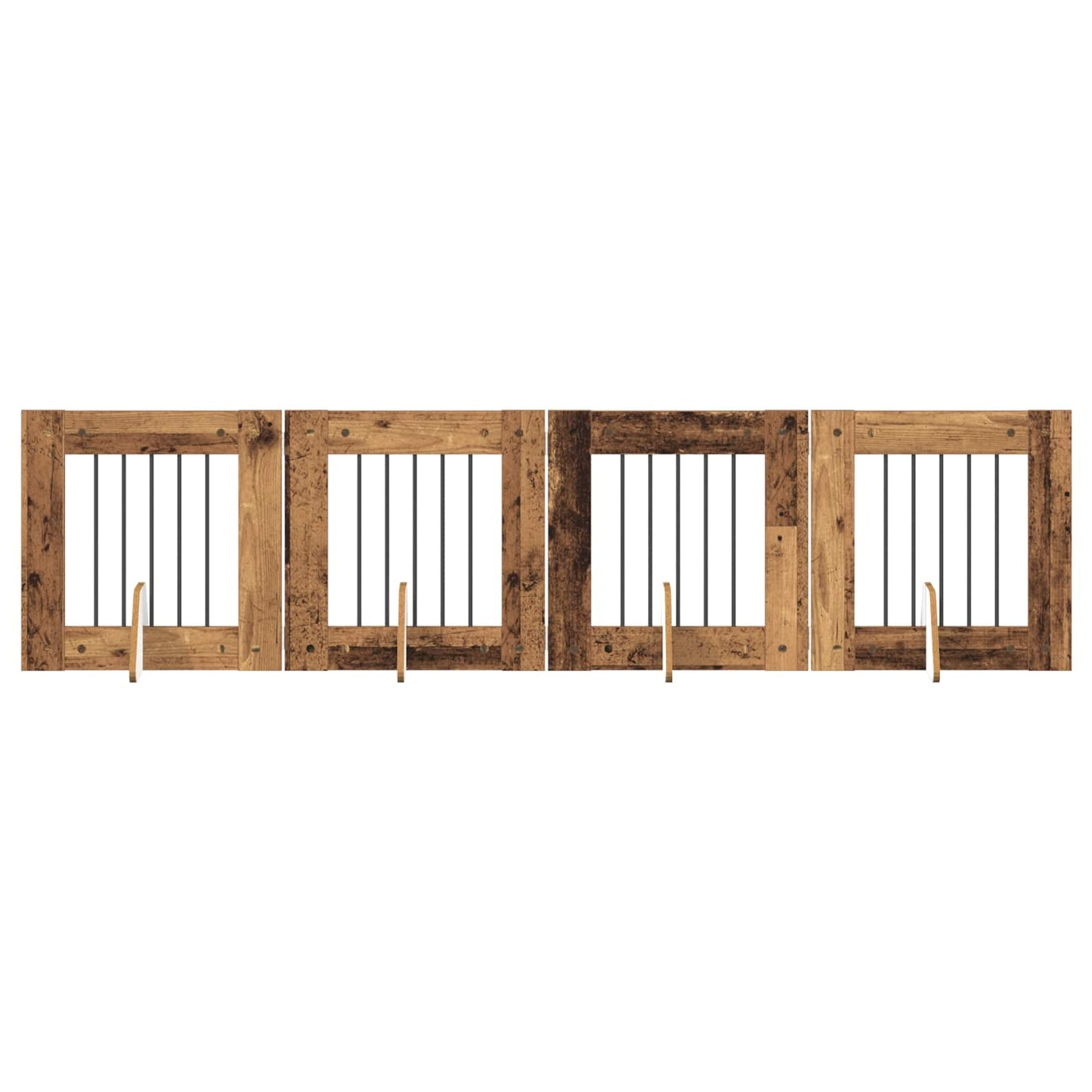 Dog Gate with Stands 4 pcs Old Wood 60 x 60 cm Engineered Wood
