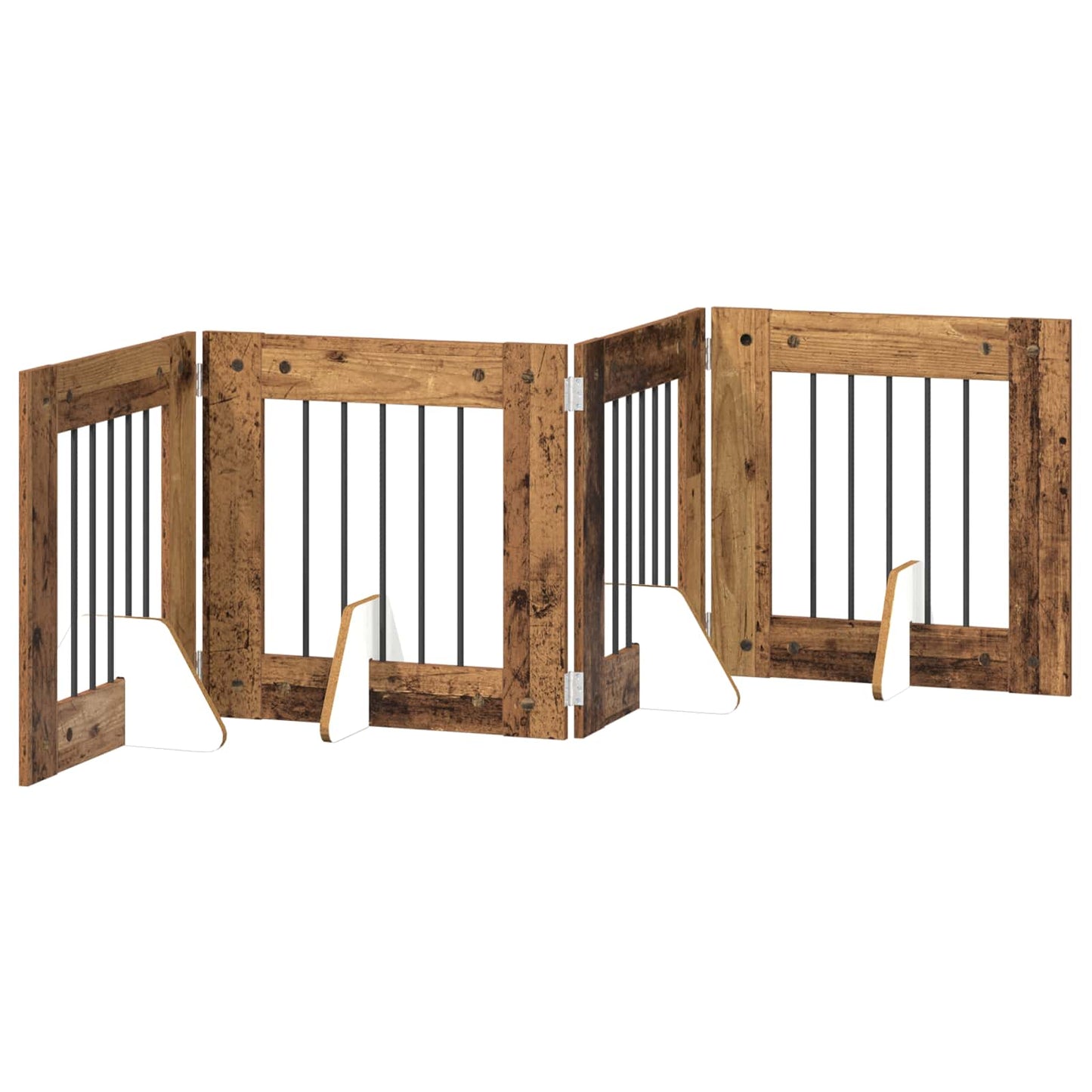 Dog Gate with Stands 4 pcs Old Wood 60 x 60 cm Engineered Wood