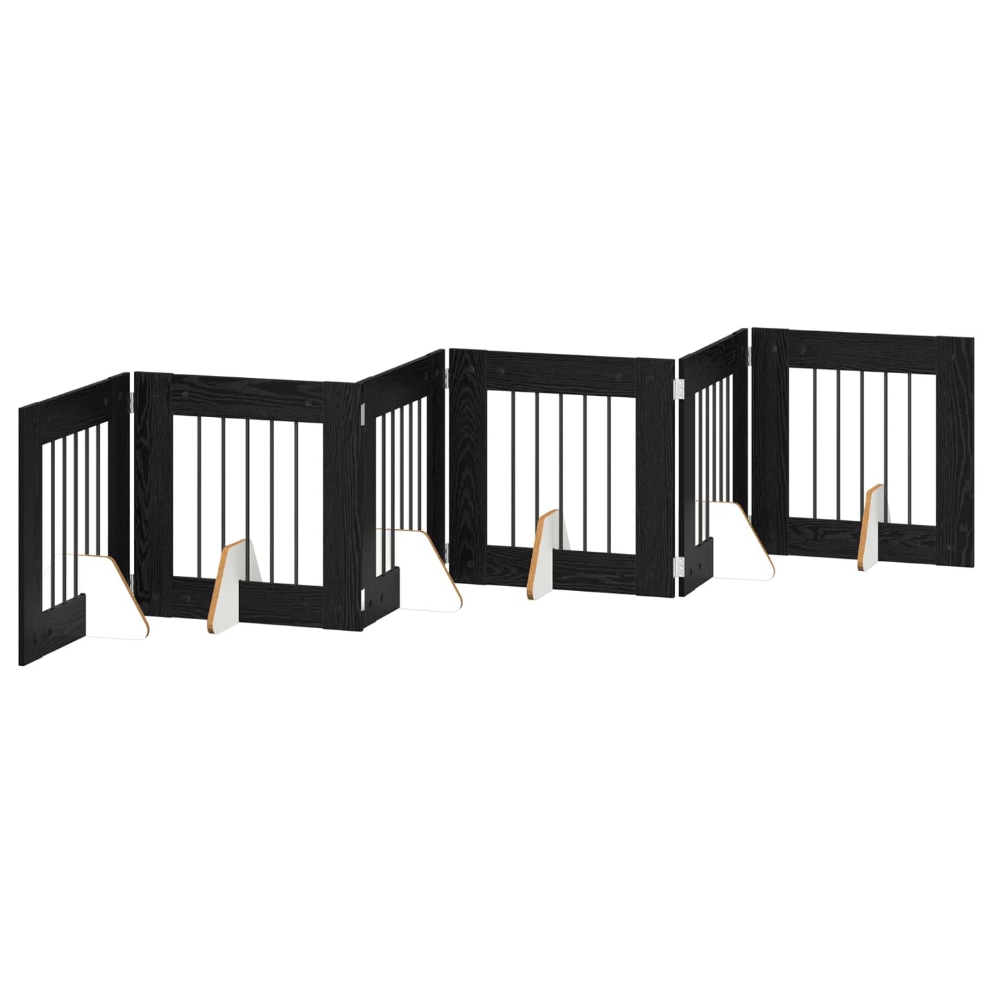 Foldable Dog Gate with Stands 6 pcs Black Oak 362 cm