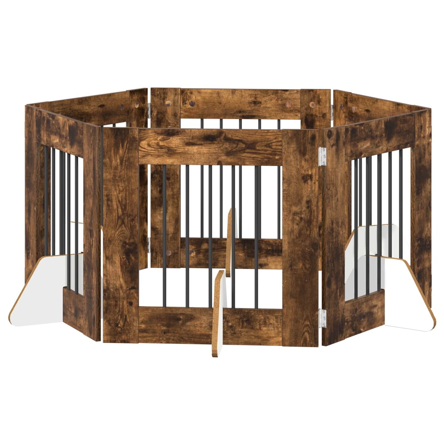 Dog Gate with Stands 6 pcs Smoked Oak 60 x 60 cm