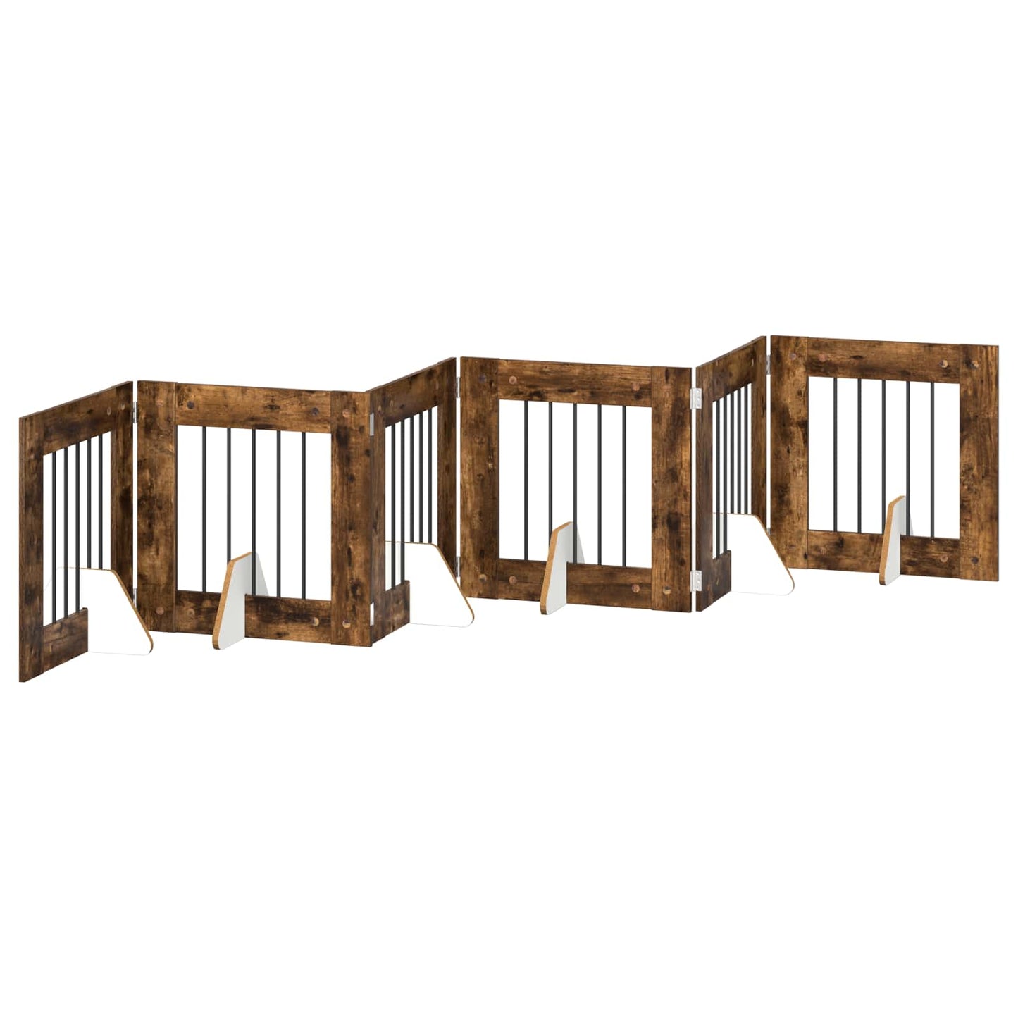 Foldable Dog Gate with Stands 6 pcs Smoked Oak 362 cm