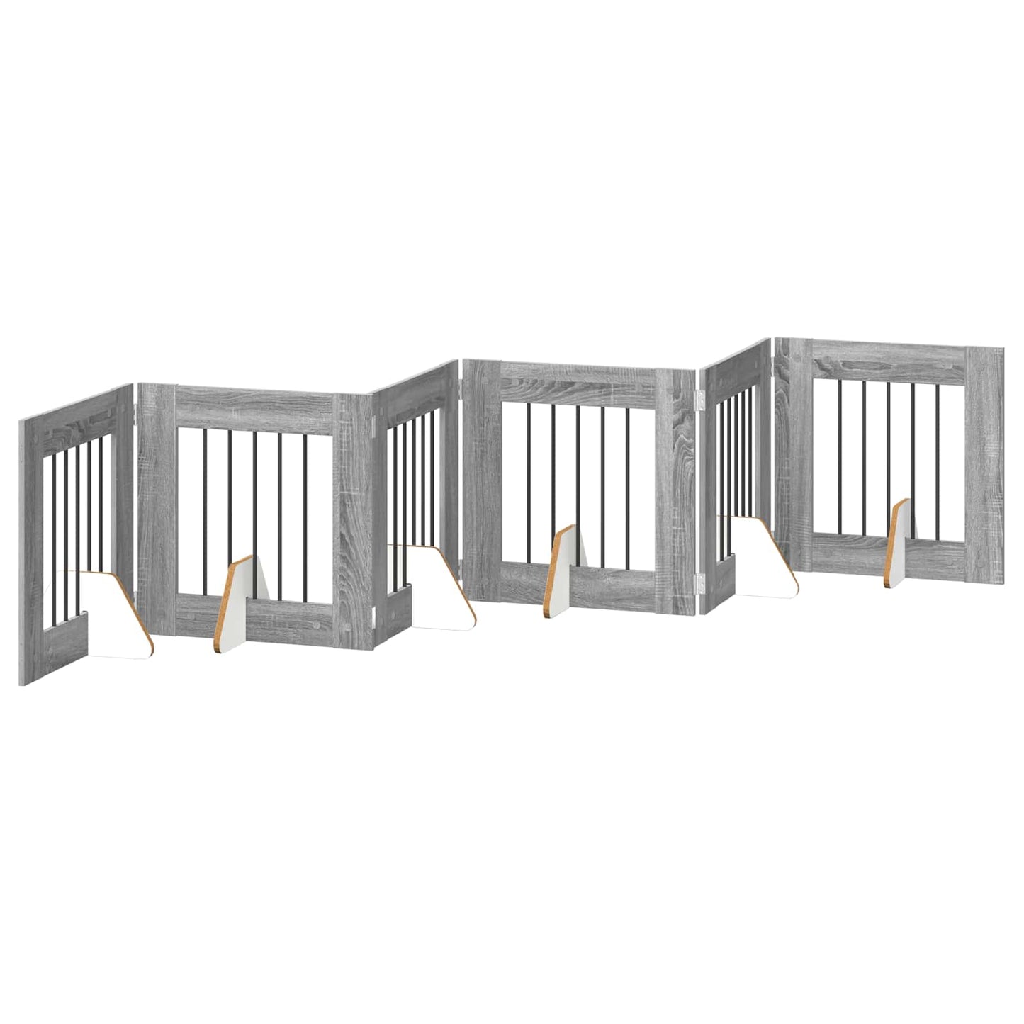 Foldable Dog Gate with Stands 6 pcs Grey Sonoma 362 cm