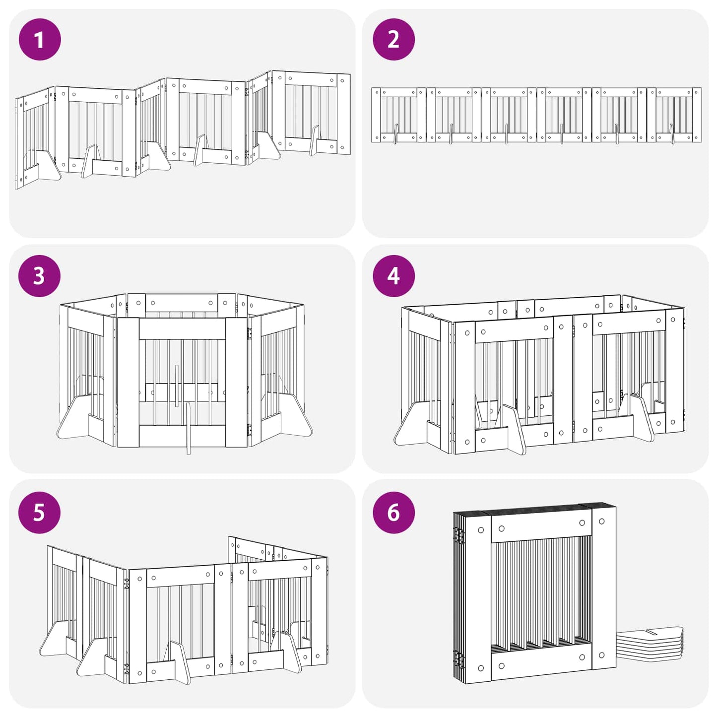 Foldable Dog Gate with Stands 6 pcs Grey Sonoma 362 cm