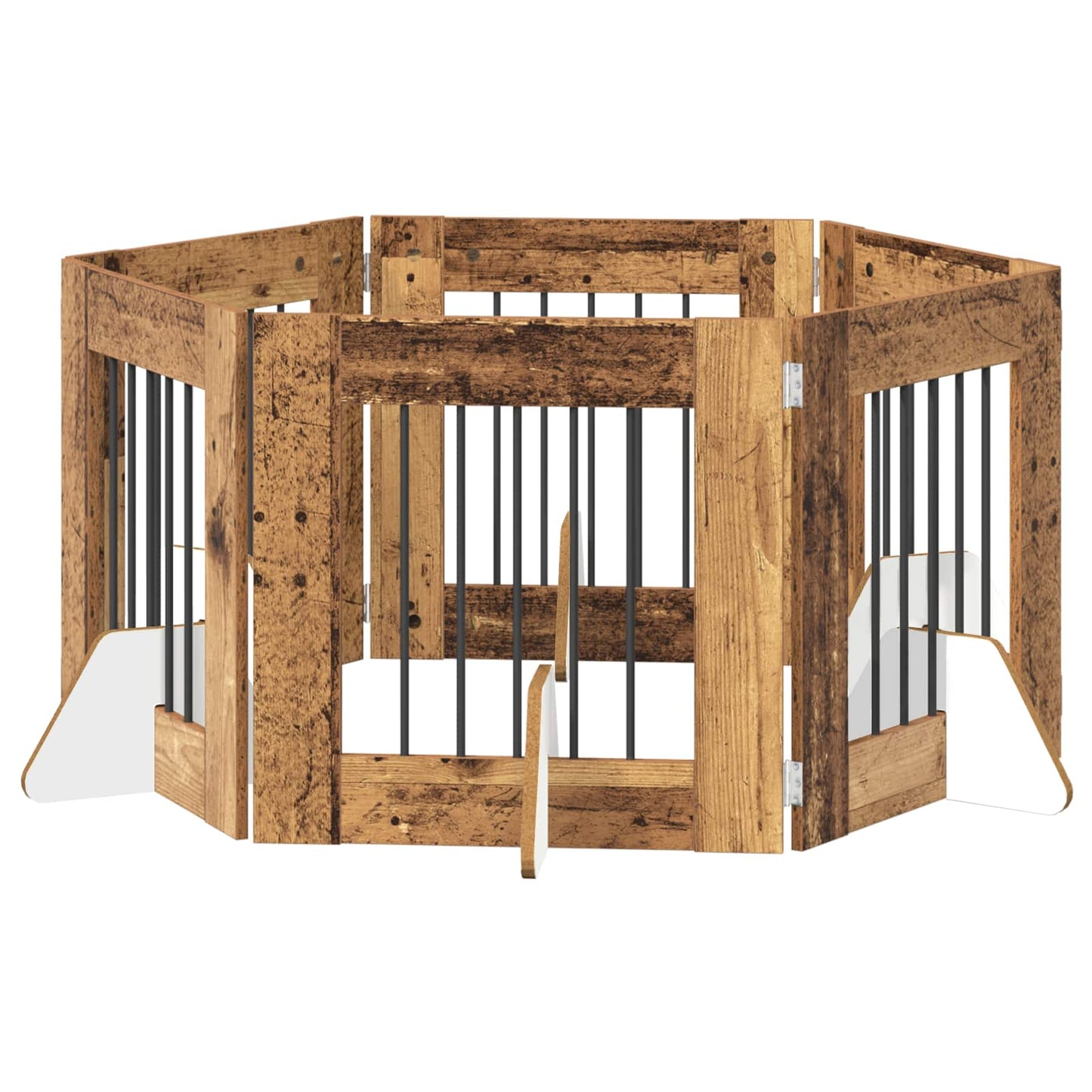 Dog Gate with Stands 6 pcs Old Wood 60 x 60 cm Engineered Wood