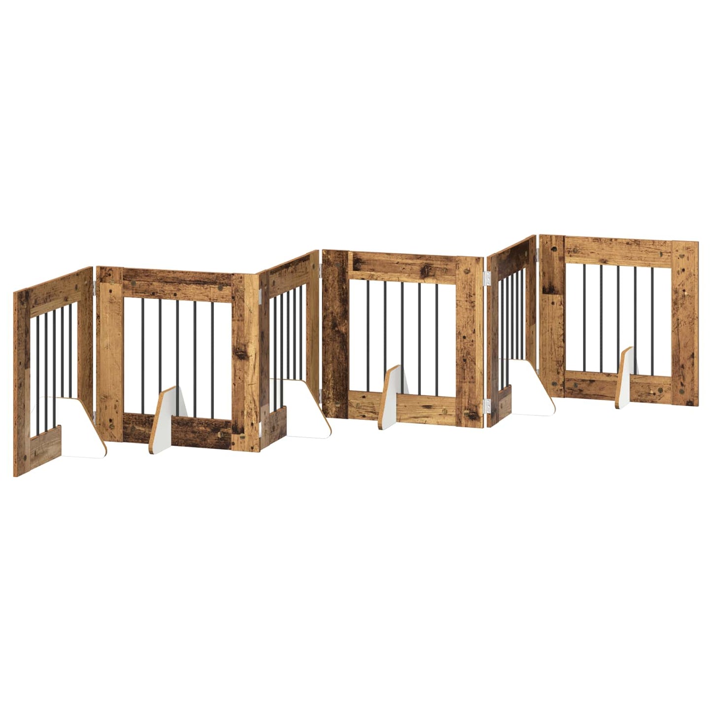 Dog Gate with Stands 6 pcs Old Wood 60 x 60 cm Engineered Wood