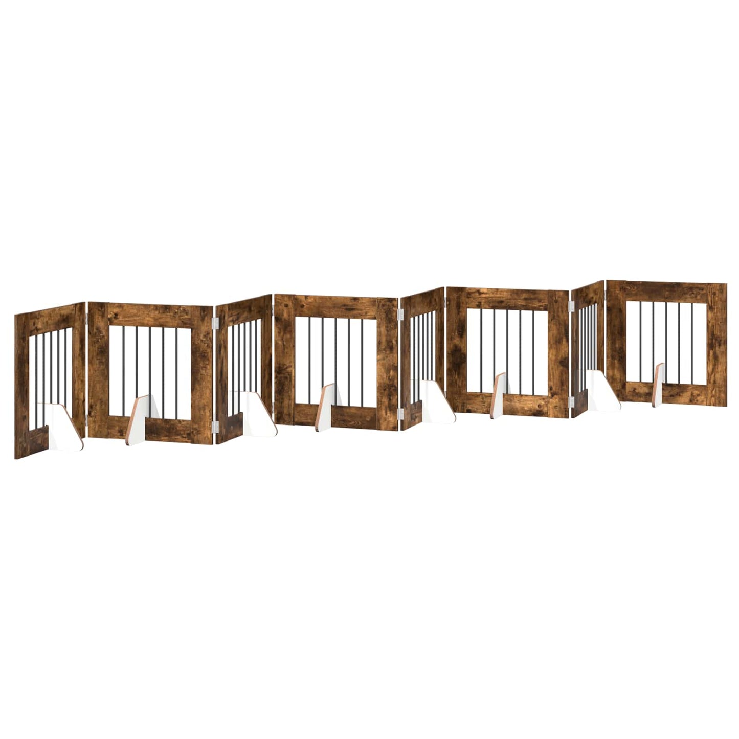 Foldable Dog Gate with Stands 8 pcs Smoked Oak 60 cm