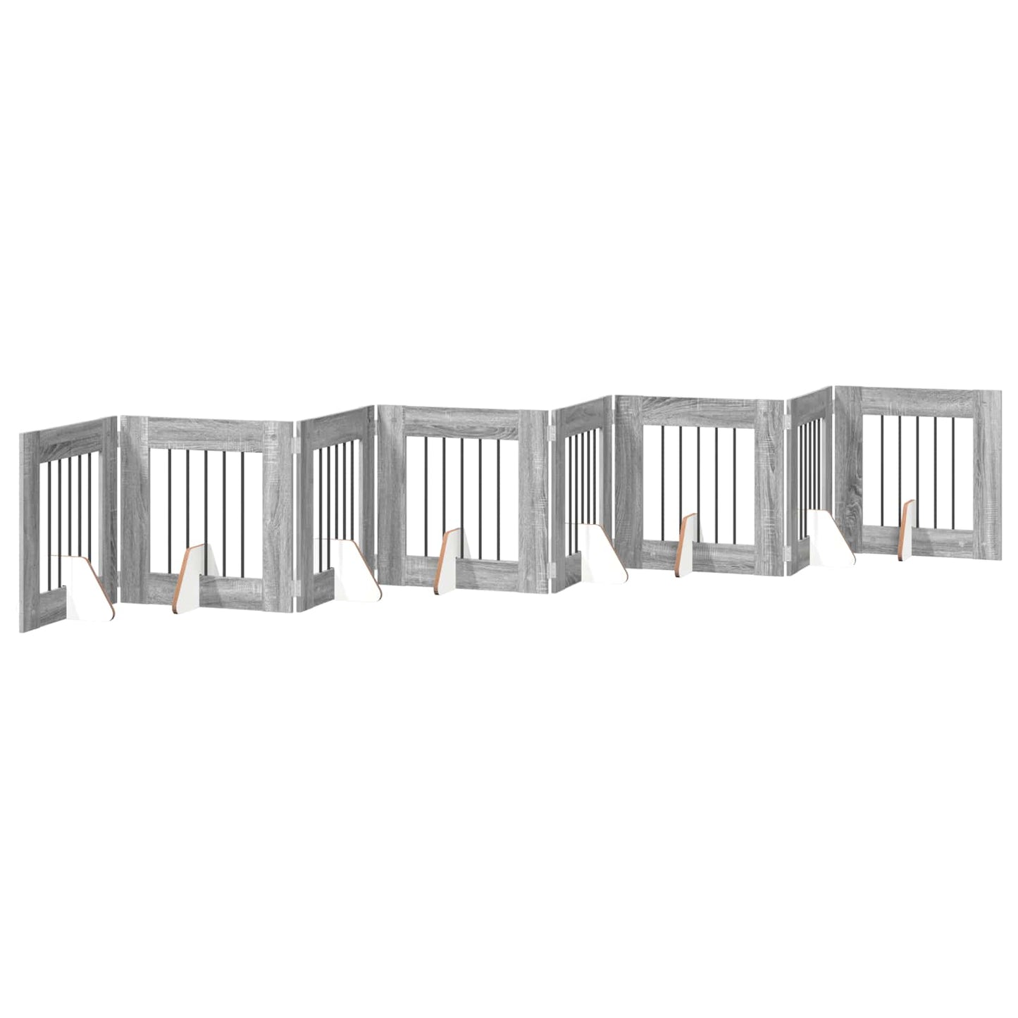 Foldable Dog Gate with Stands 8 pcs Grey Sonoma 60 cm
