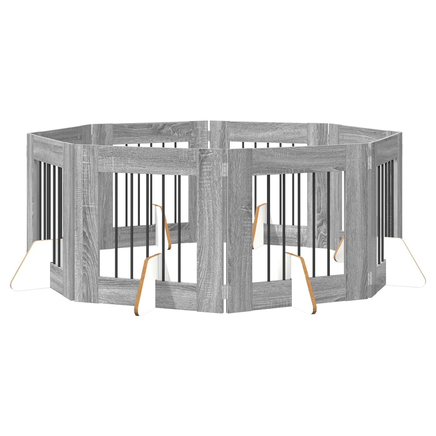 Dog Gate with Stands 8 pcs Grey Sonoma 60 x 60 cm