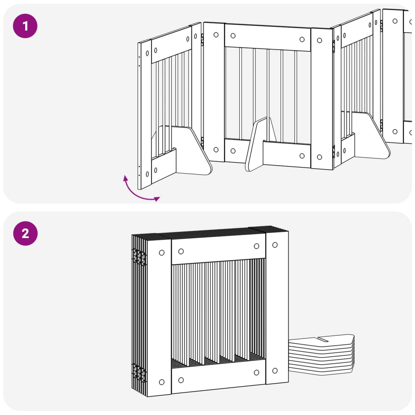 Dog Gate with Stands 8 pcs Grey Sonoma 60 x 60 cm
