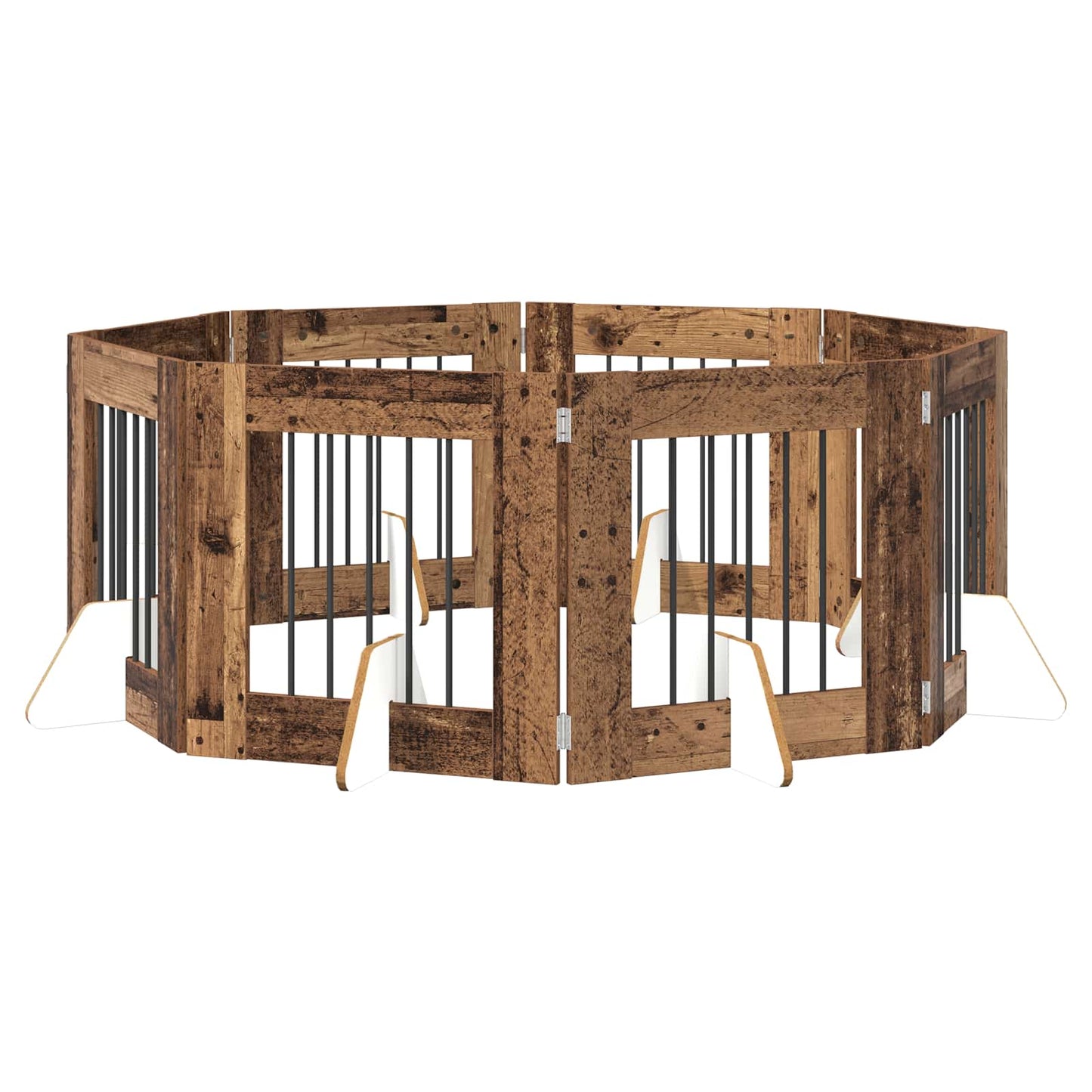 Dog Gate with Stands 8 pcs Old Wood 60 x 60 cm Engineered Wood