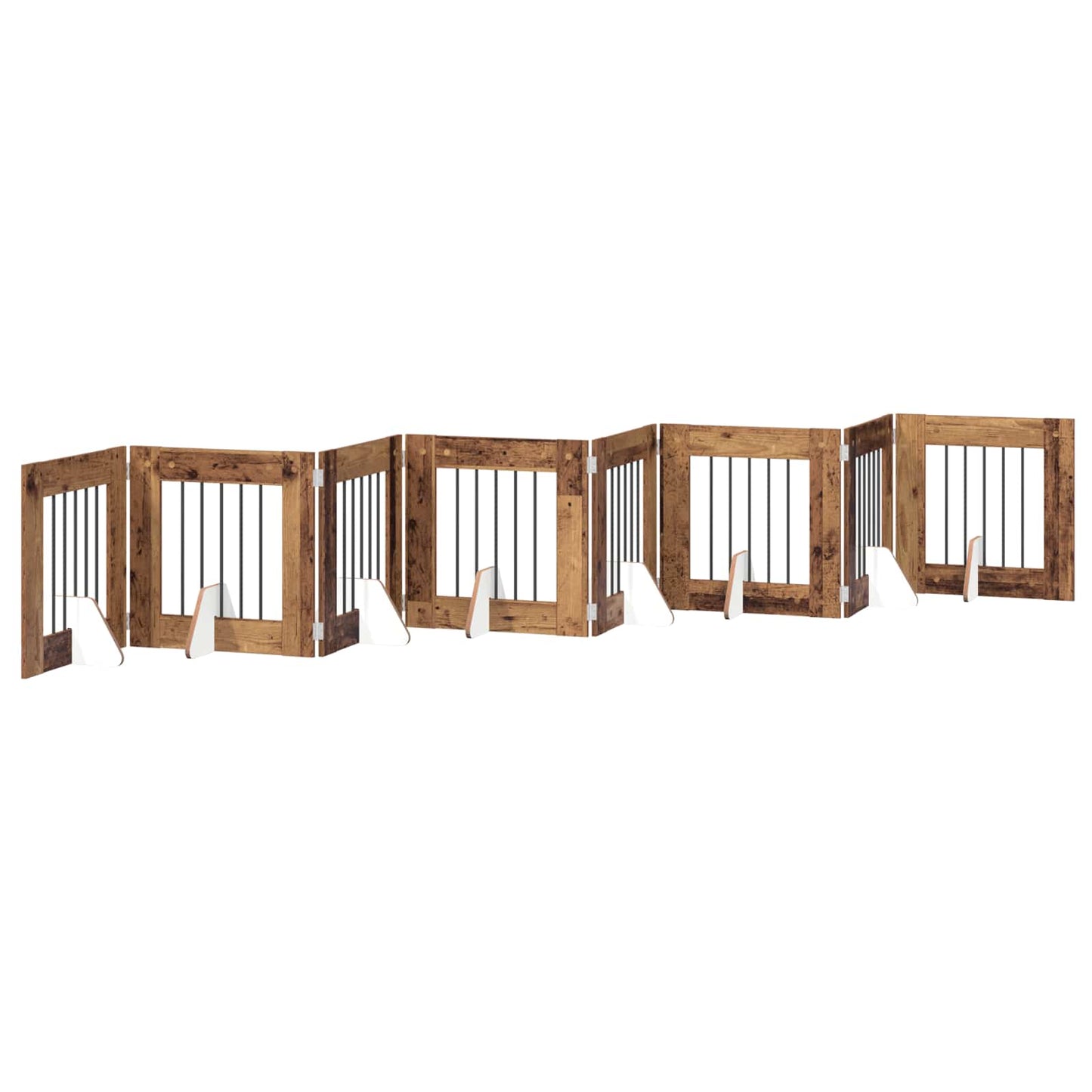 Foldable Dog Gate with Stands 8 pcs Old Wood 60 cm