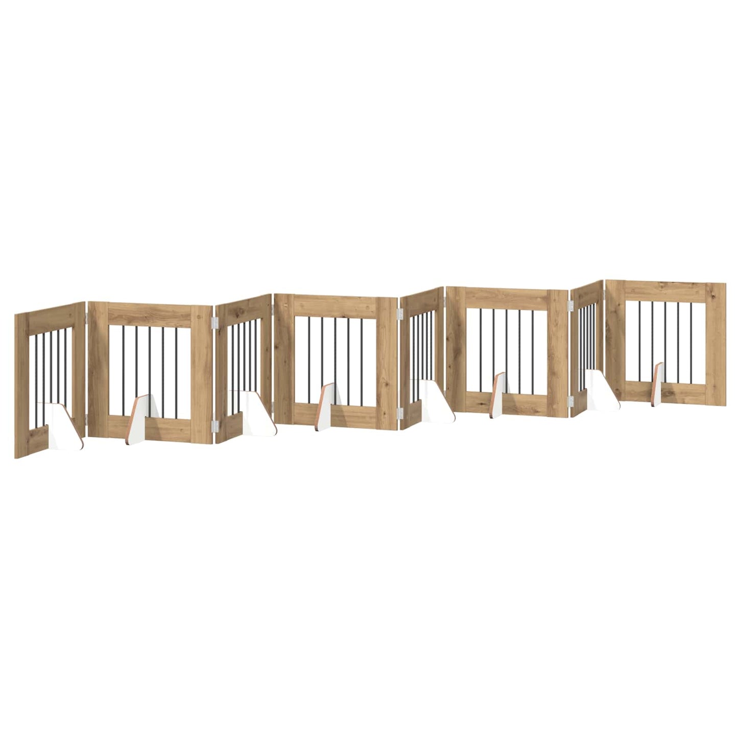 Foldable Dog Gate with Stands 8 pcs Artisan Oak 60 cm