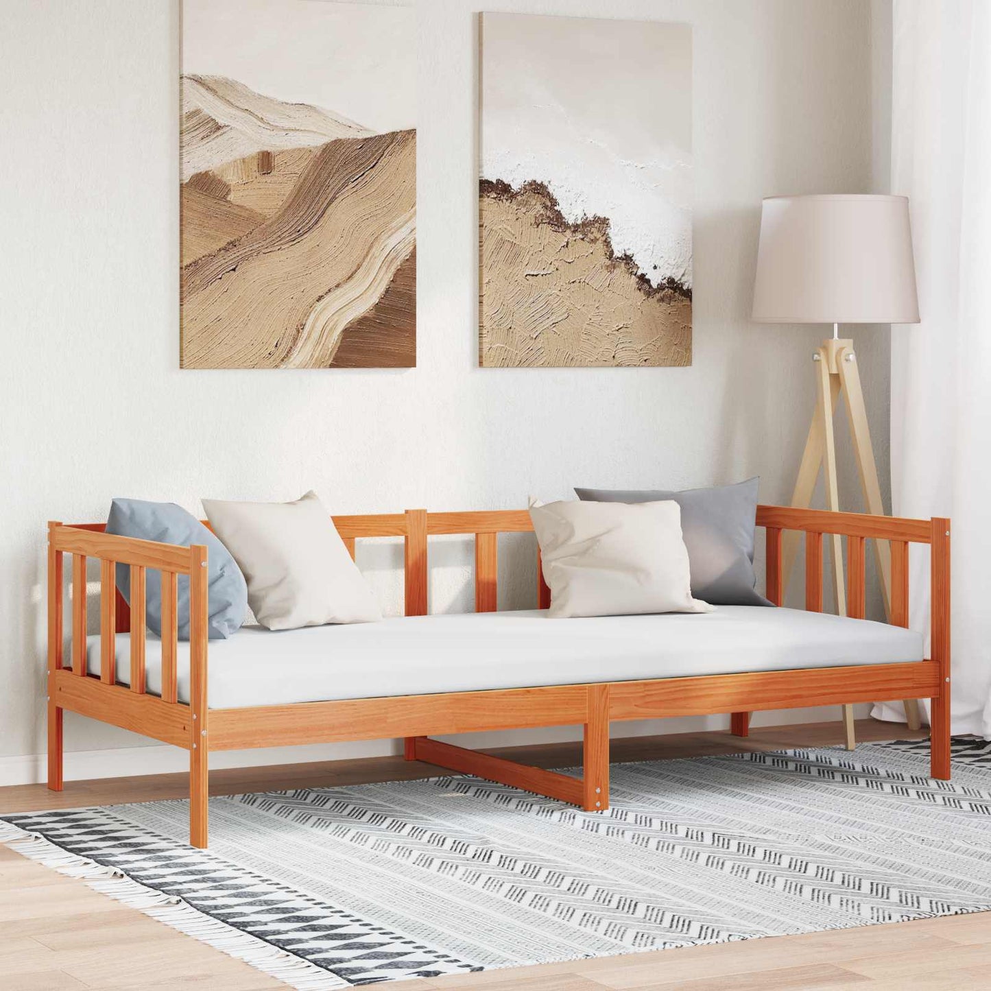 Bed Frame with Headboard Wax Brown 90 x 190 cm Solid Pine Wood