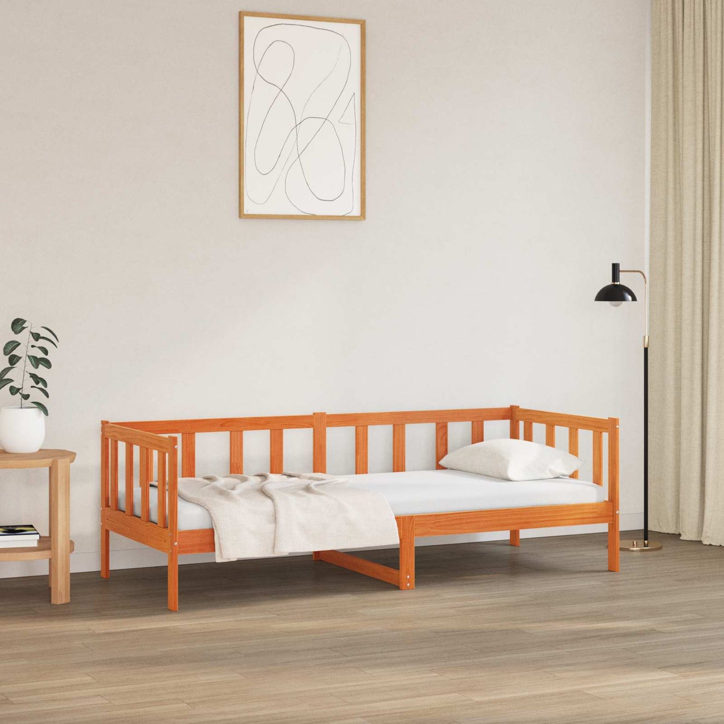 Bed Frame with Headboard Wax Brown 80 x 200 cm Solid Pine Wood