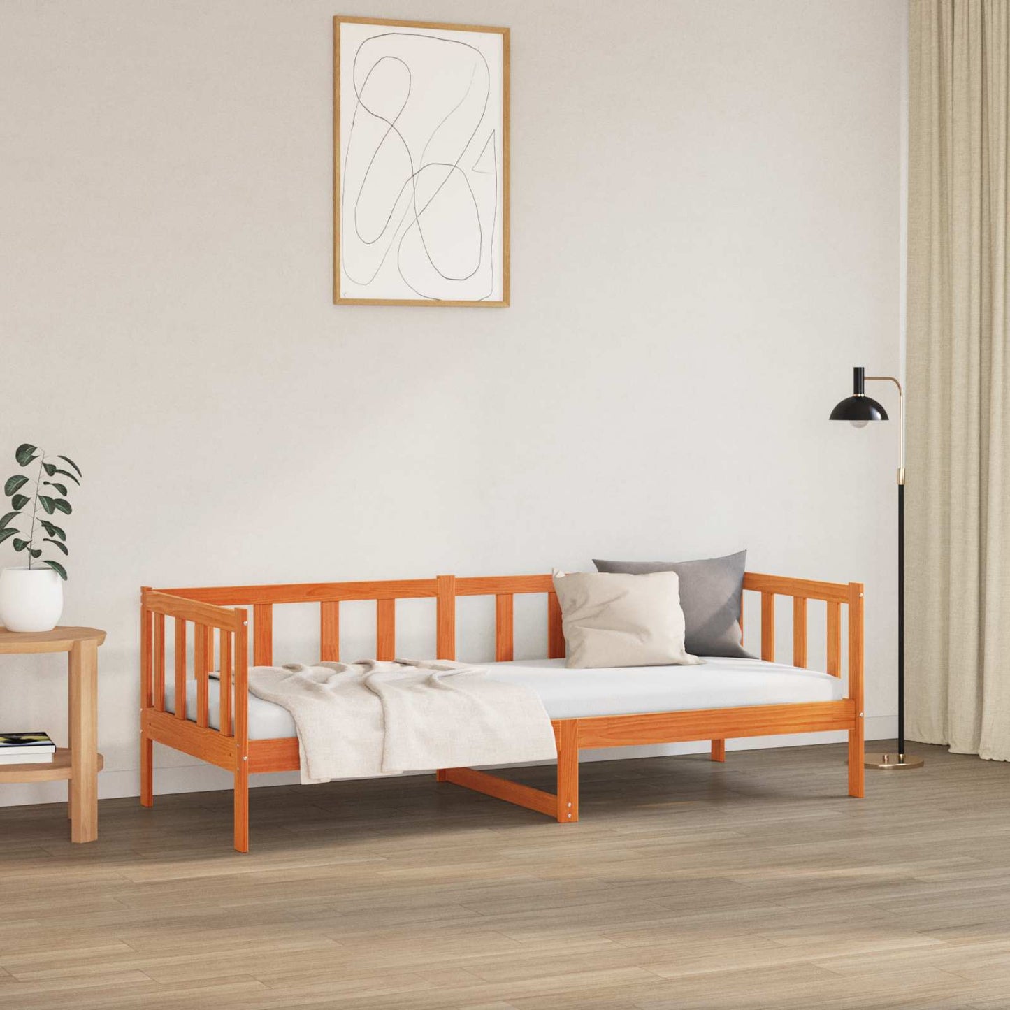 Bed Frame with Headboard Wax Brown 80 x 200 cm Solid Pine Wood