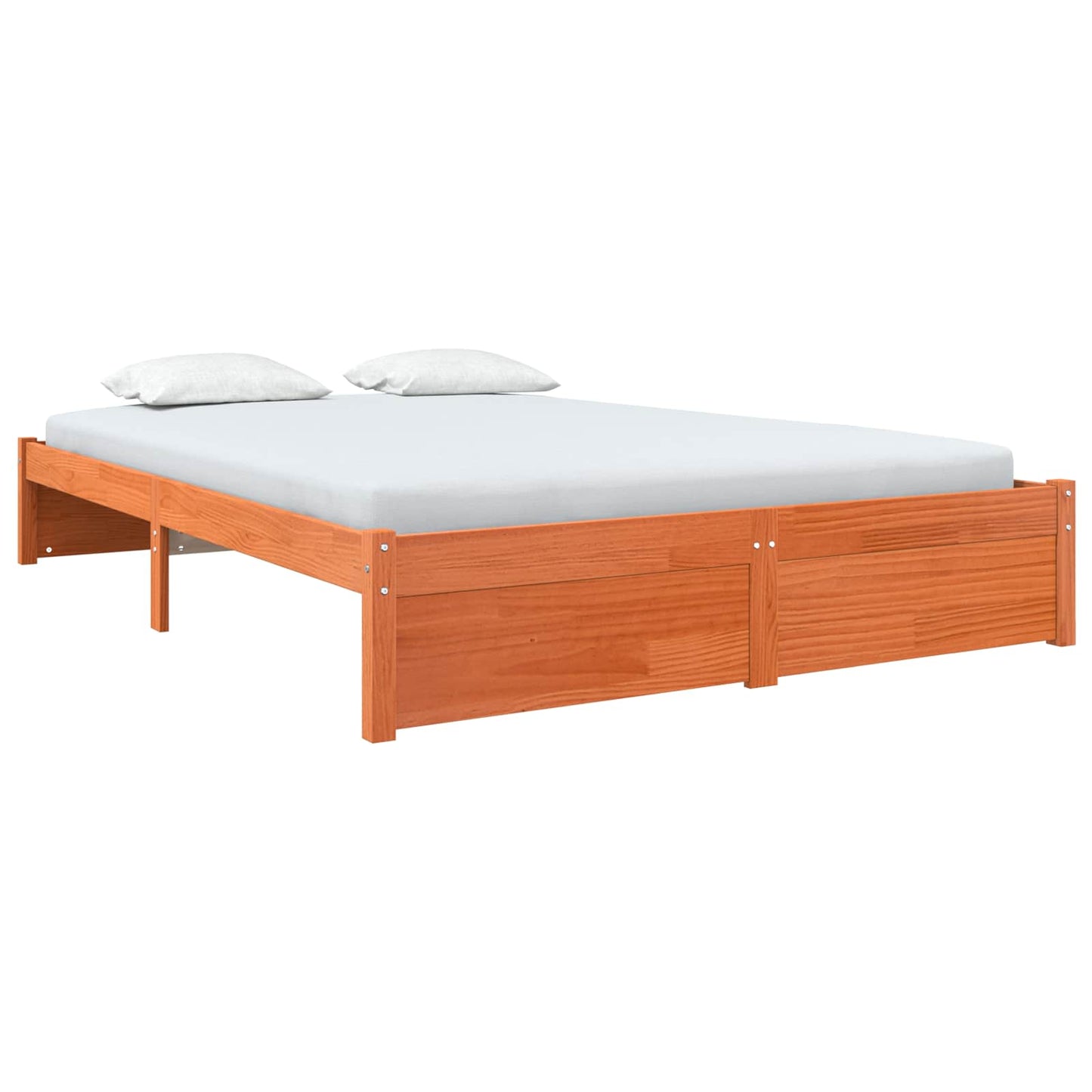 Bed Frame Wax Brown 140 x 200 cm Solid Pine Wood