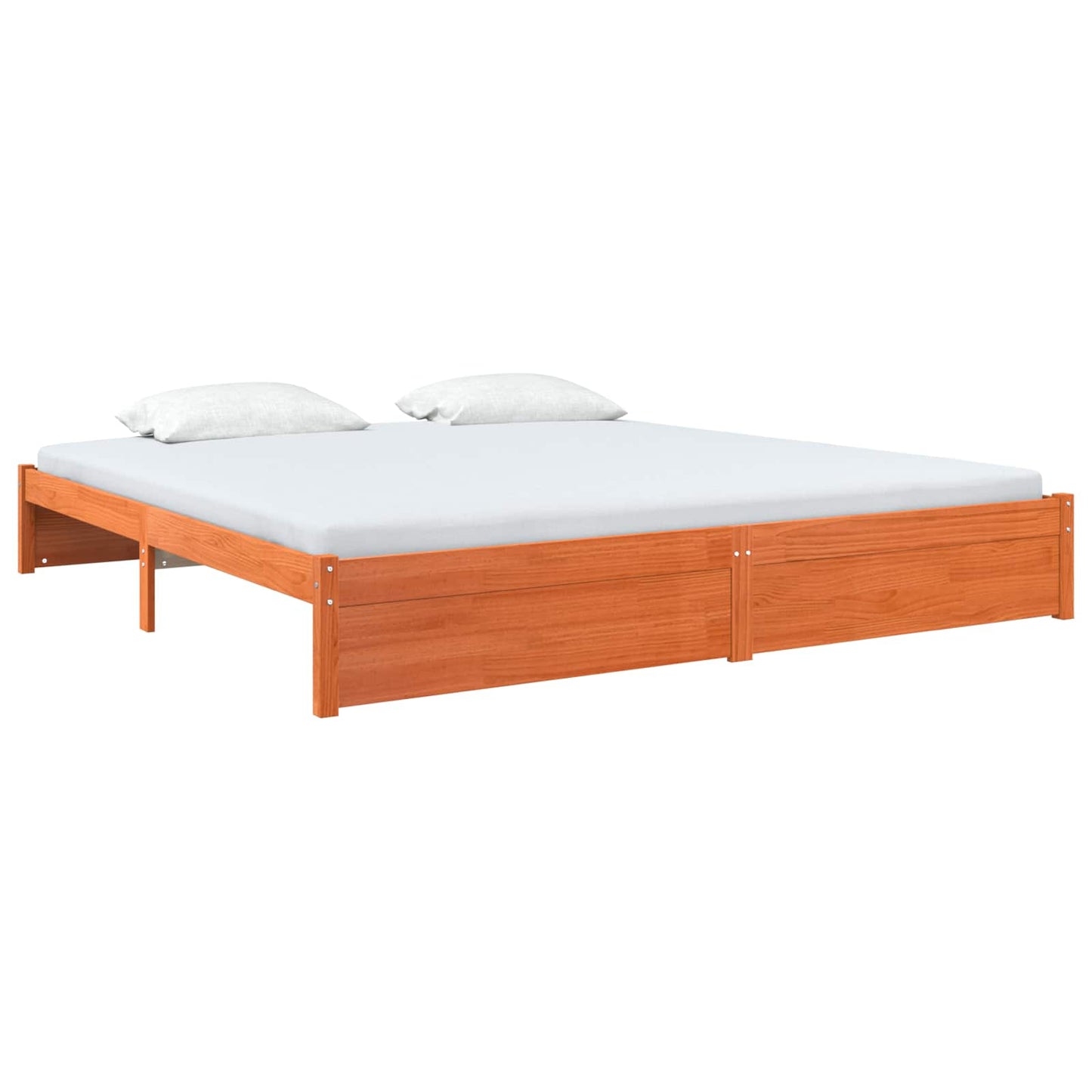 Bed Frame Wax Brown 200 x 200 cm Solid Pine Wood