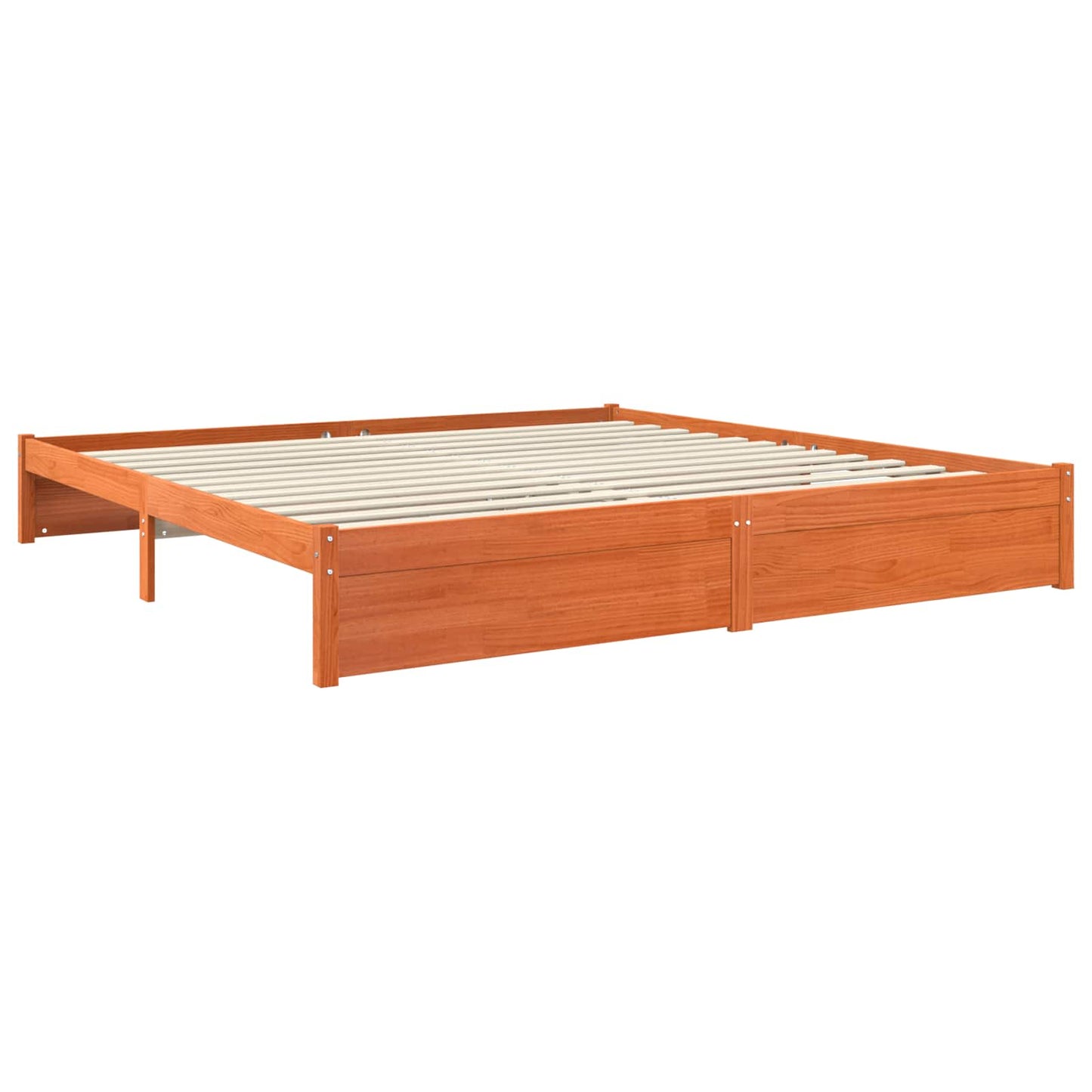 Bed Frame Wax Brown 200 x 200 cm Solid Pine Wood