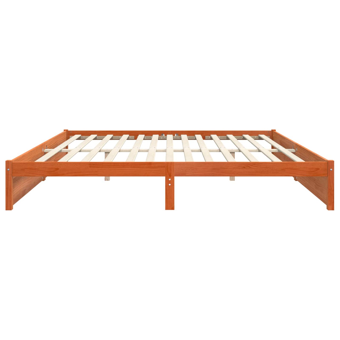 Bed Frame Wax Brown 200 x 200 cm Solid Pine Wood