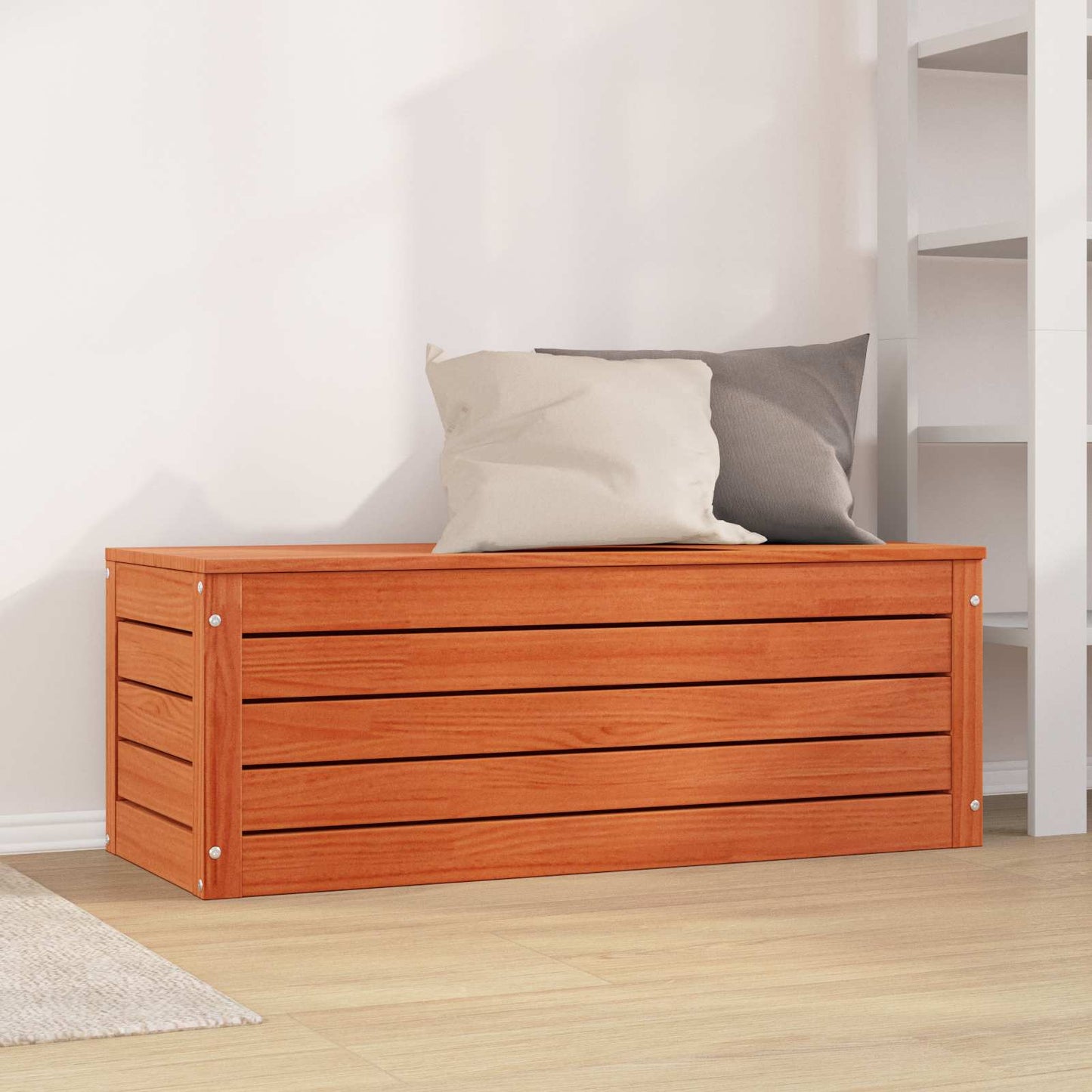Storage Box Wax Brown 89 x 36.5 x 33 cm Solid Pine Wood