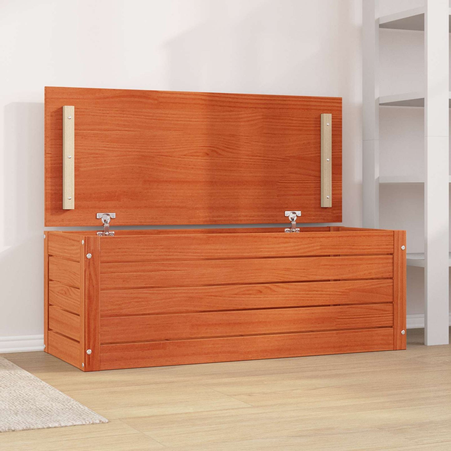 Storage Box Wax Brown 89 x 36.5 x 33 cm Solid Pine Wood