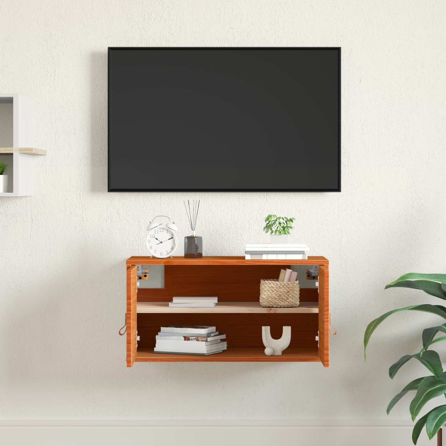 Wall Cabinet Wax Brown 60 x 30 x 30 cm Solid Pine Wood