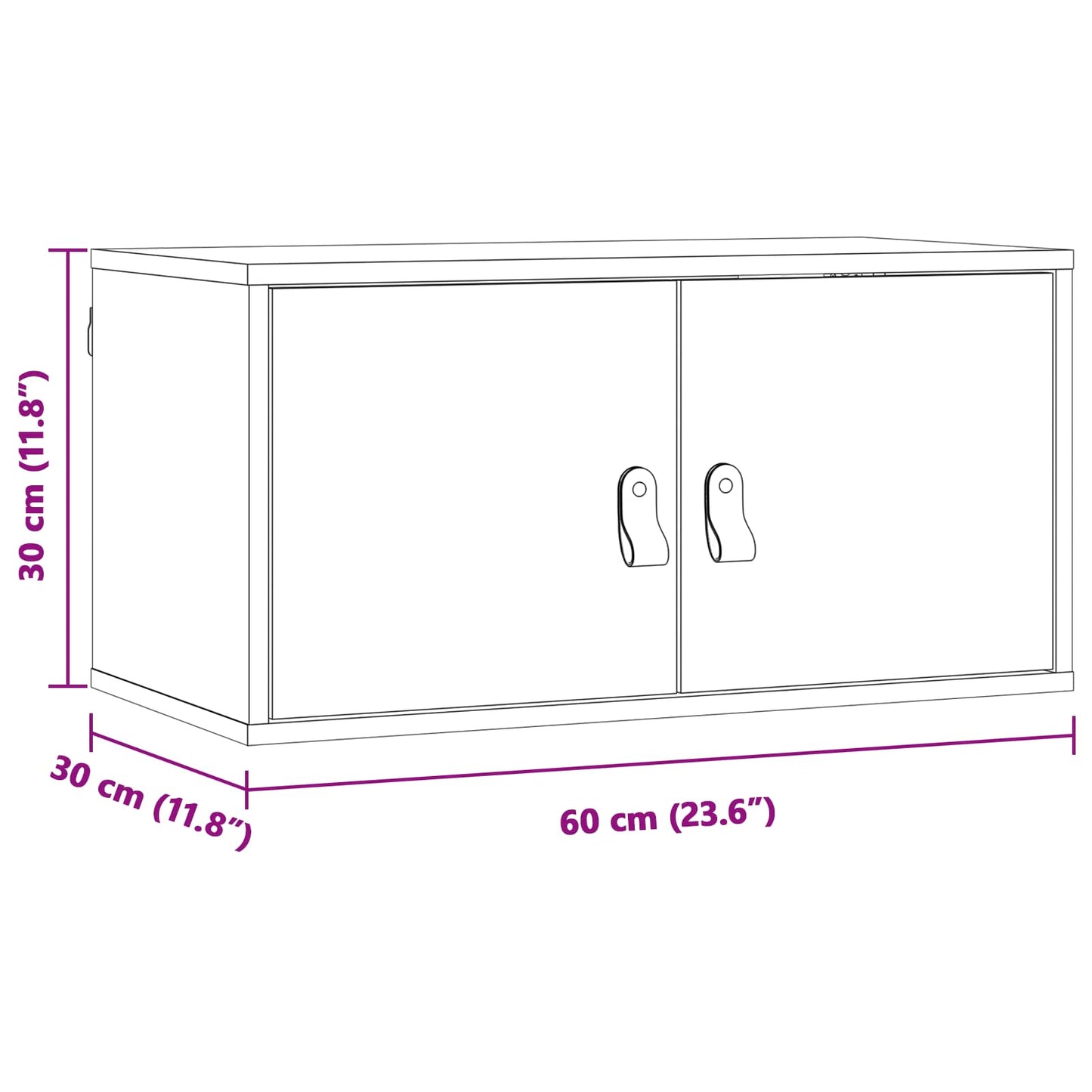 Wall Cabinet Wax Brown 60 x 30 x 30 cm Solid Pine Wood