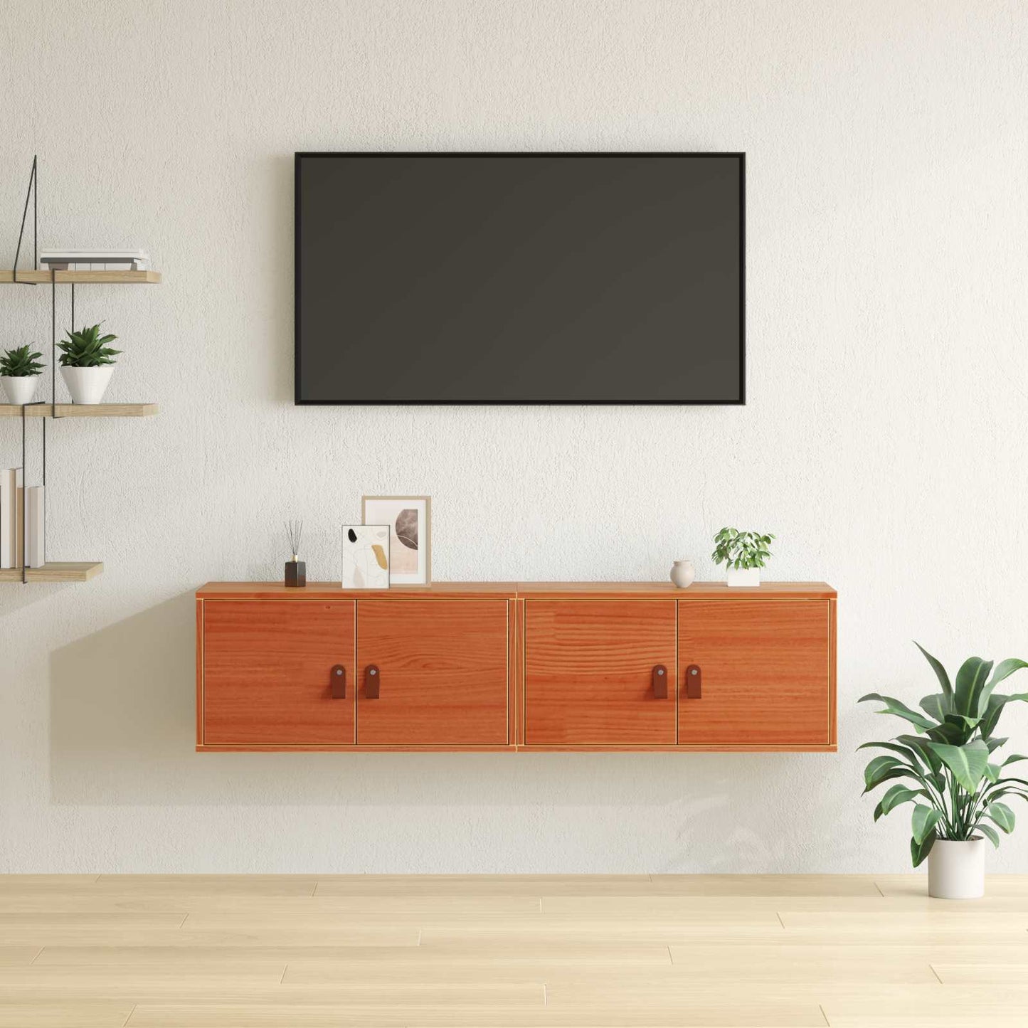 Wall Cabinet 2 pcs Wax Brown 60 x 30 x 30 cm Solid Pine Wood